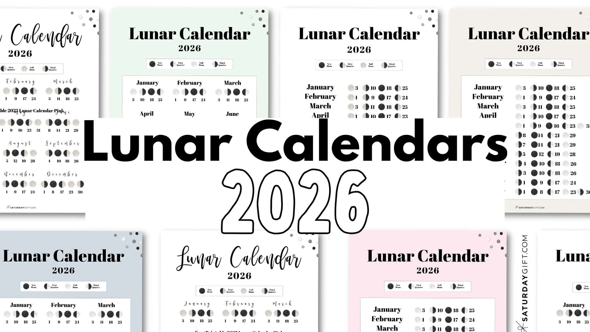 Lunar Calendar 2026 12 Moon Phase Calendar Printables