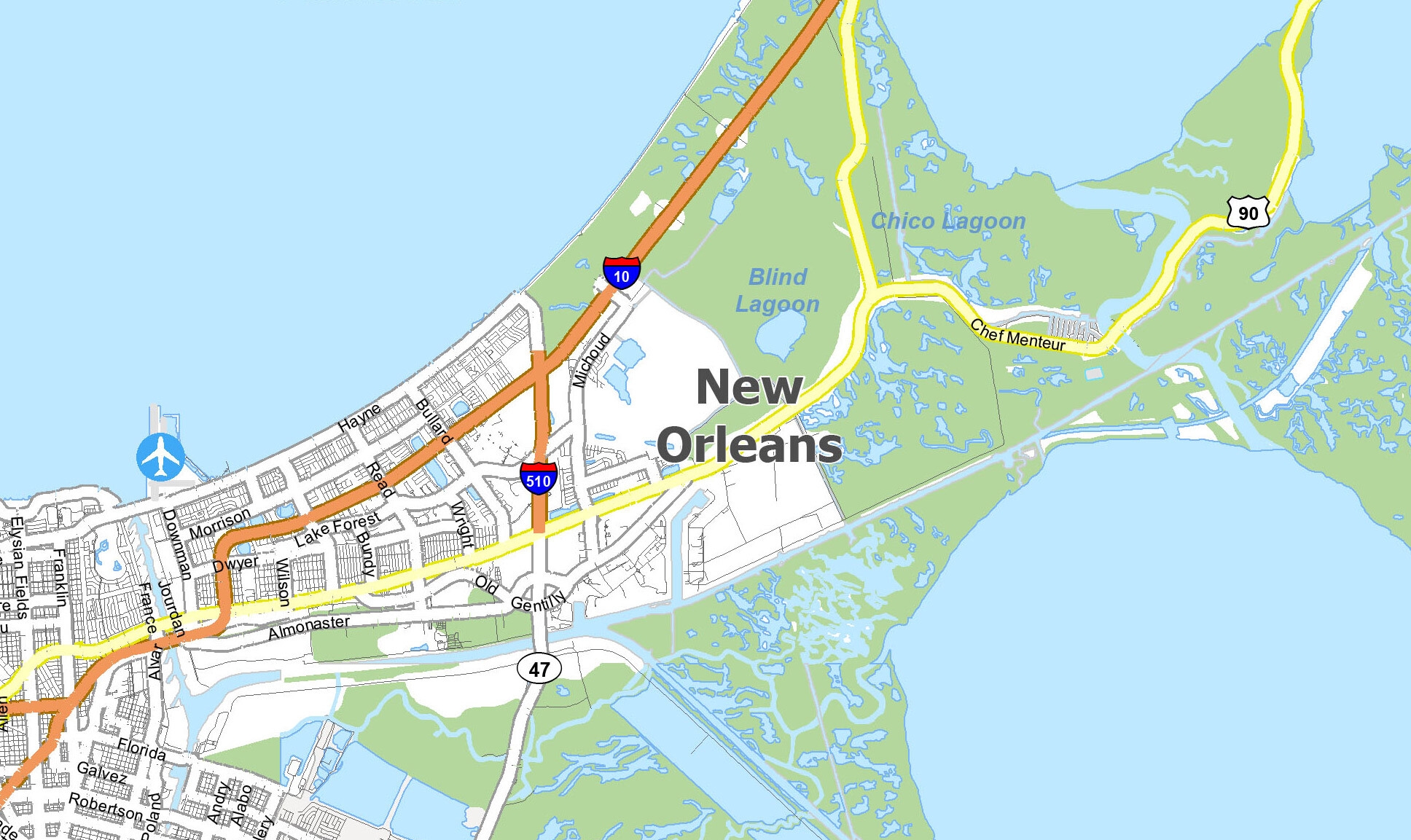 New Orleans Street Map Printable