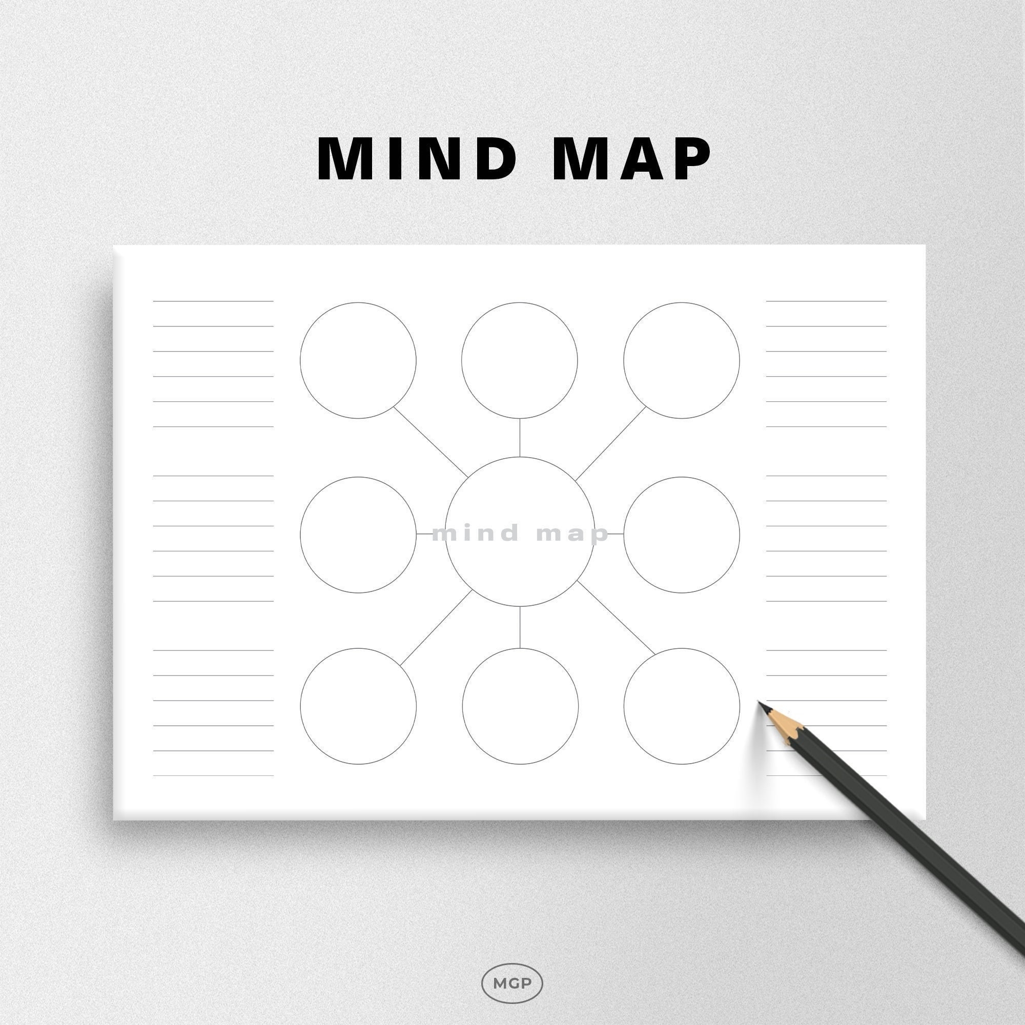 Mind Map Template Editable Brainstorming Idea Board PDF Creative Writing Paper For Students Blank Project Planner Graphic Organizer Page Etsy