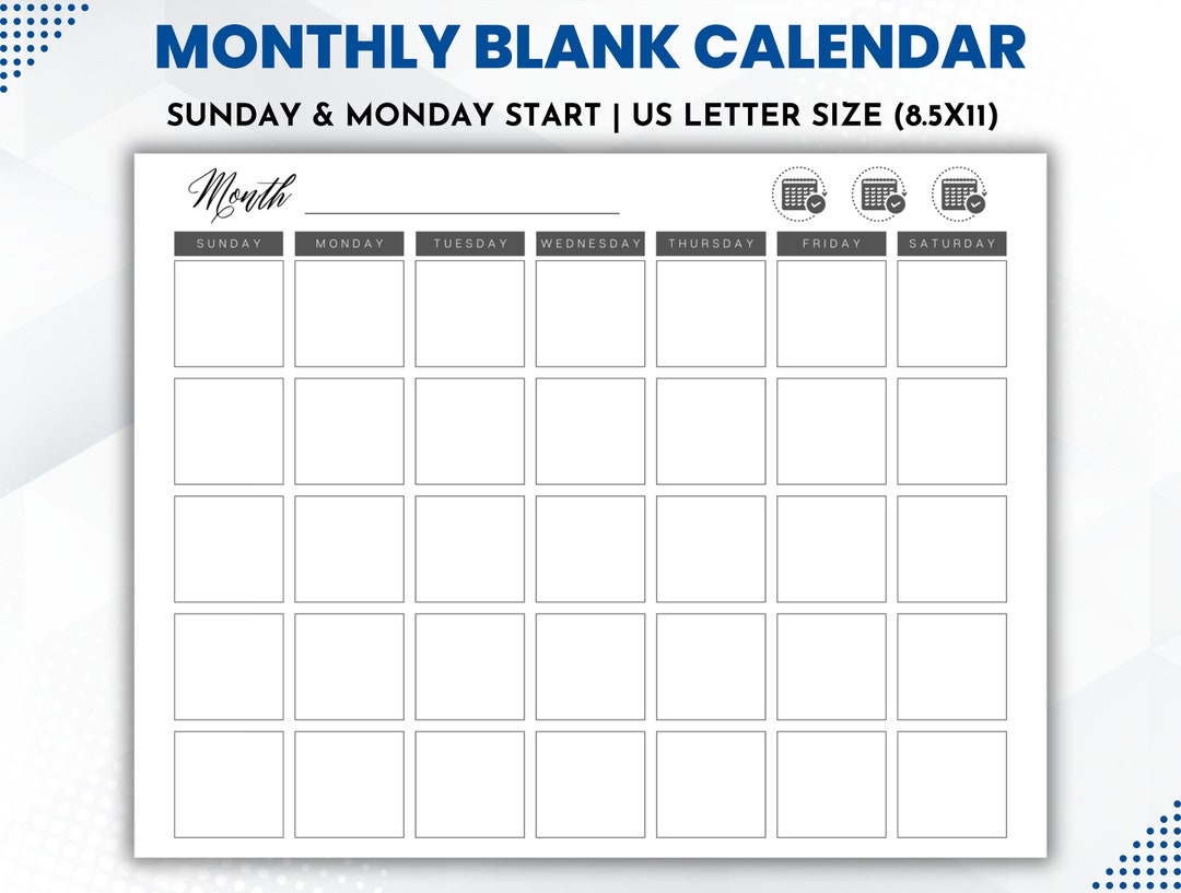 Monday Friday Printable Calendar