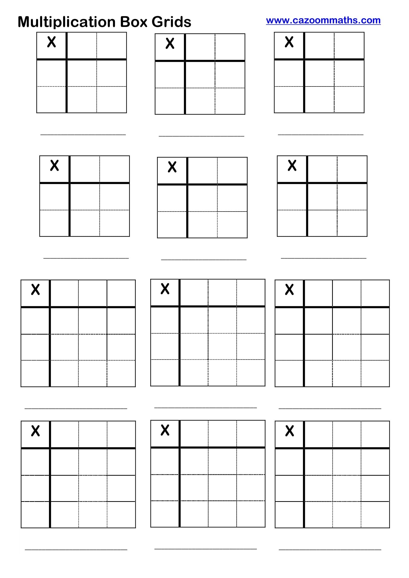 Multiplication Box Grid Help Sheet FREE Teaching Resources