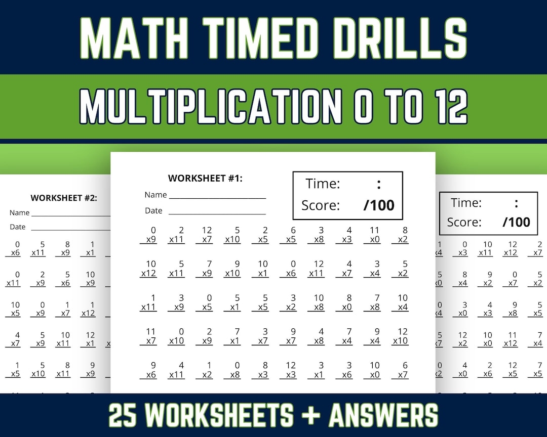 Multiplication Facts 0 To 12 Worksheets Multiplying Practice Timed Drills 3rd 4th 5th Grade Elementary Math Speed Test Printable PDF Etsy Multiplication Facts 0 To 12 Worksheets Multiplying Practice Timed Drills 3rd 4th 5th Grade Elementary Math Speed Test Printable PDF Etsy