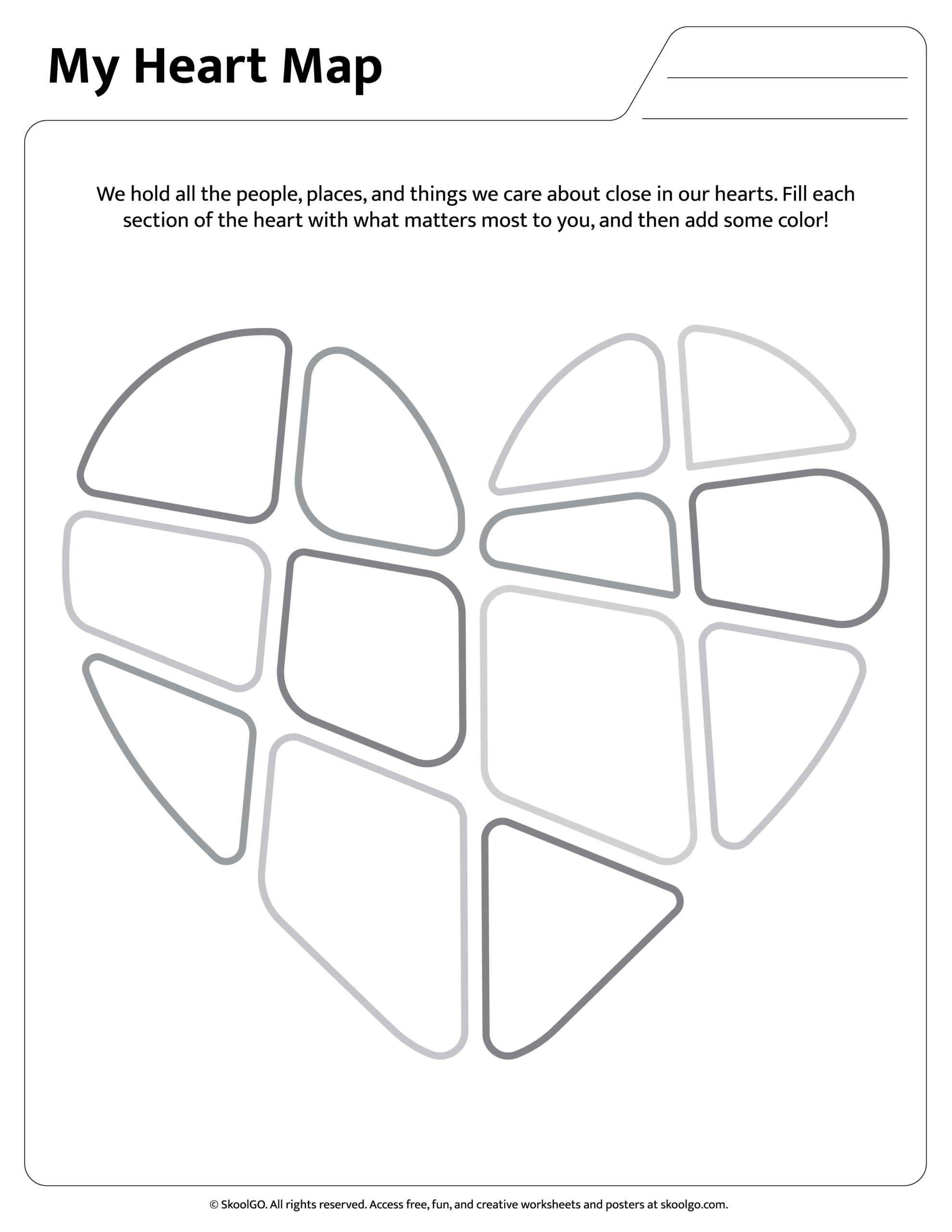 My Heart Map Worksheet For Kindergarten 2nd Grade