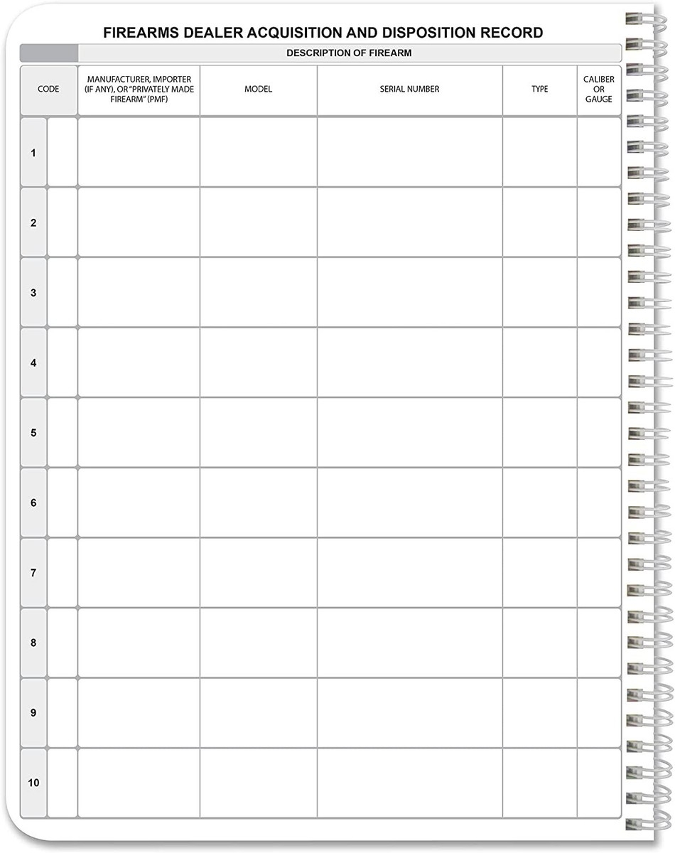 NEW Gun Log Book Firearms Acquisition And Disposition Record Book 100 Pages USA EBay