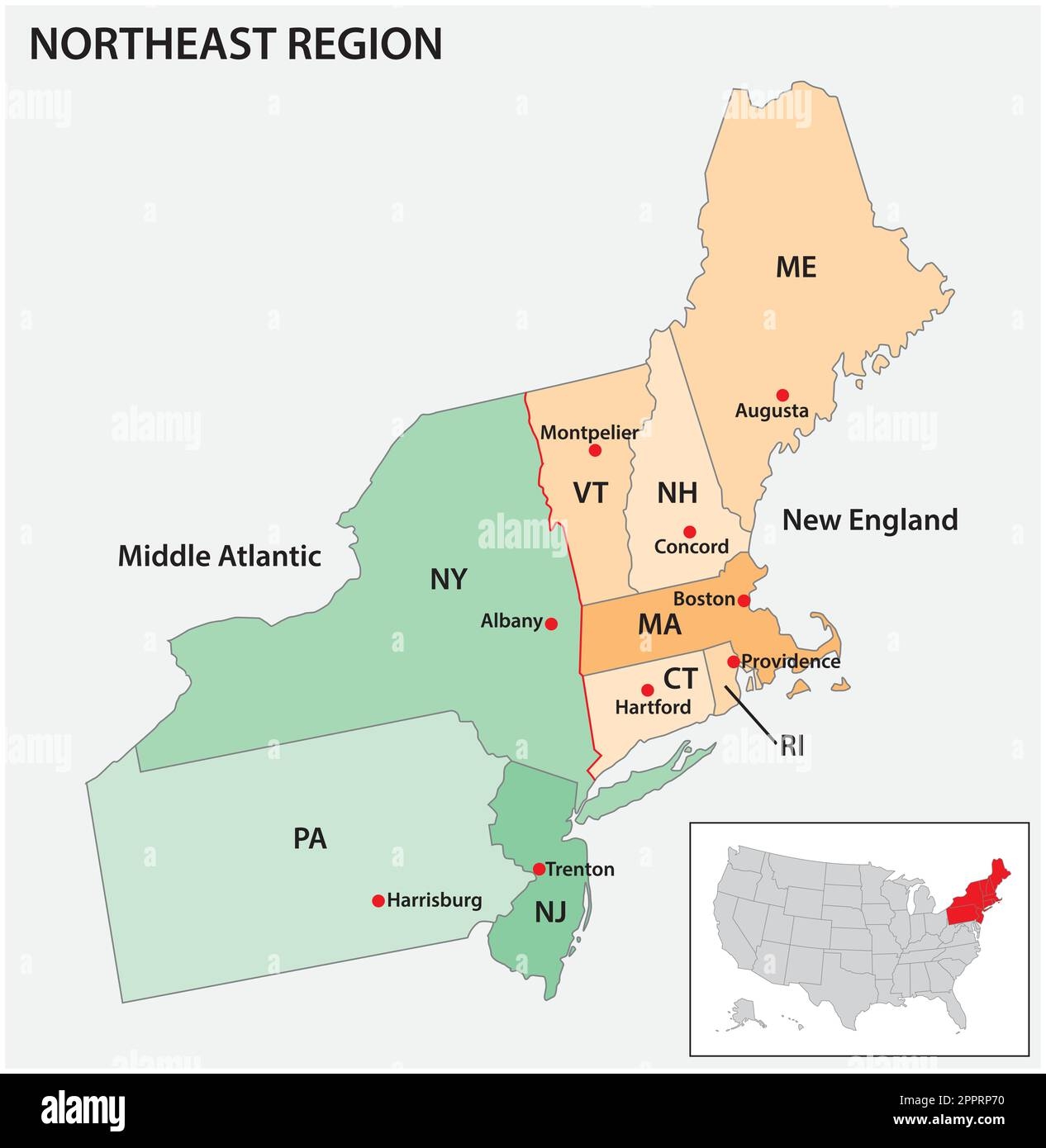 Northeast United States Map Hi res Stock Photography And Images Alamy