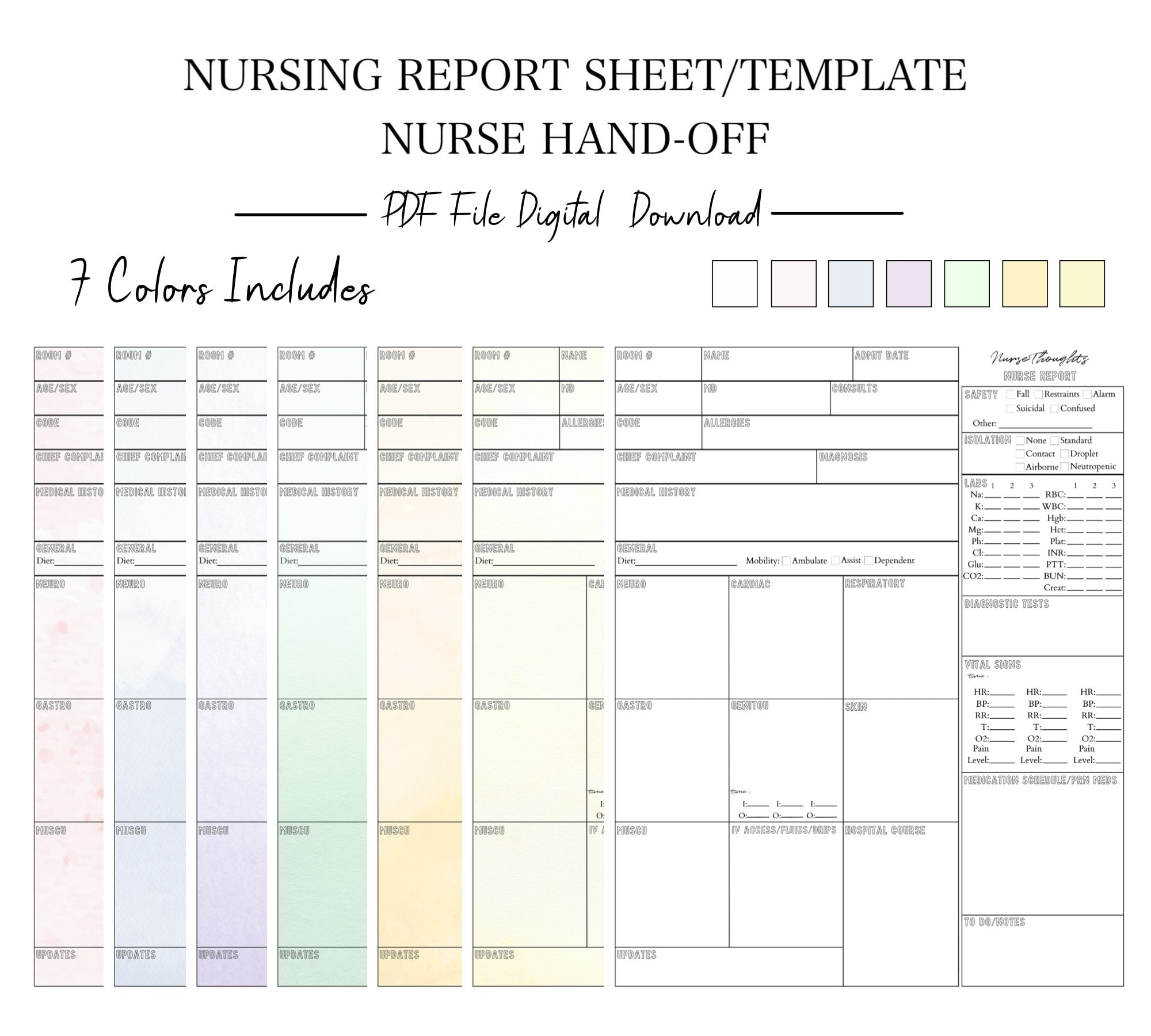 Nurse Report Sheet Printable