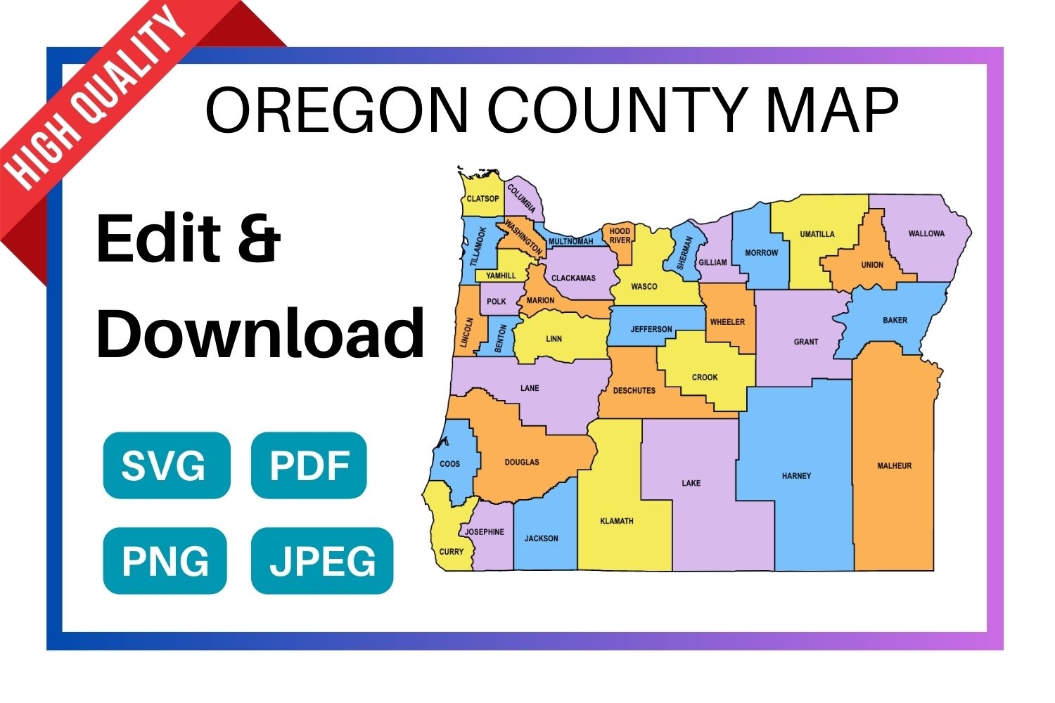 Oregon County Map Editable Printable State County Maps