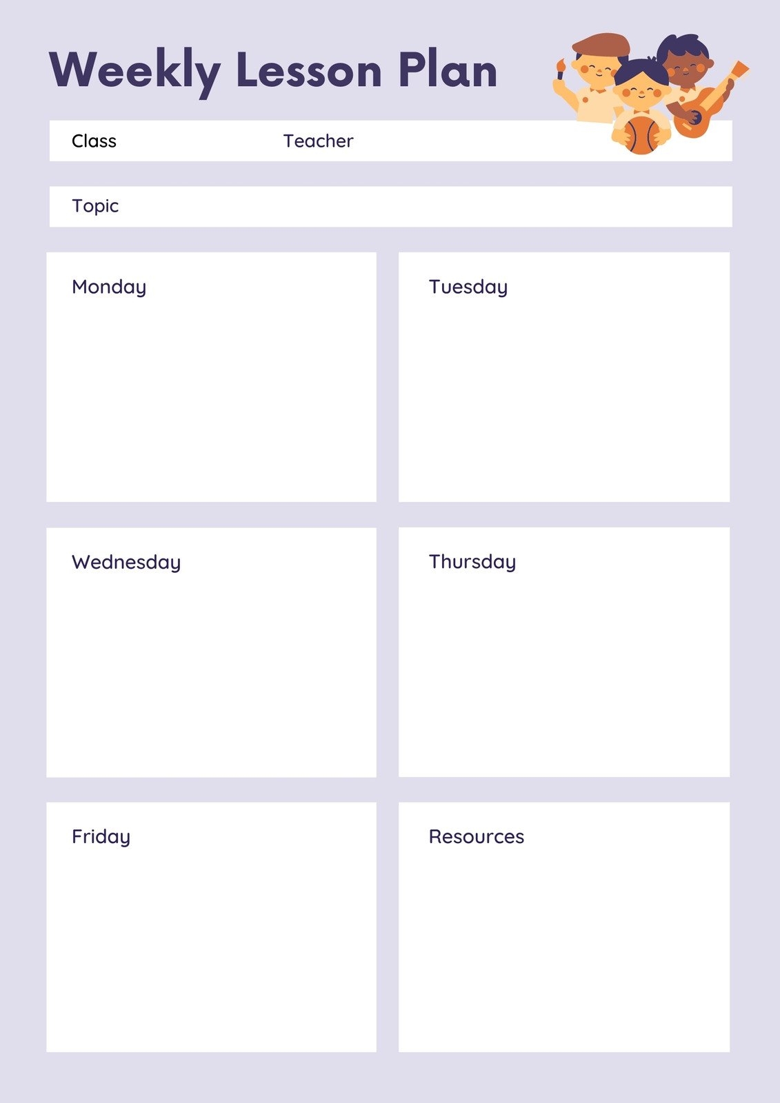 Printable Blank Lesson Plan Sheets