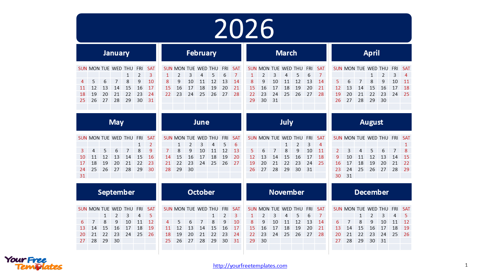Printable 2026-26 Calendar