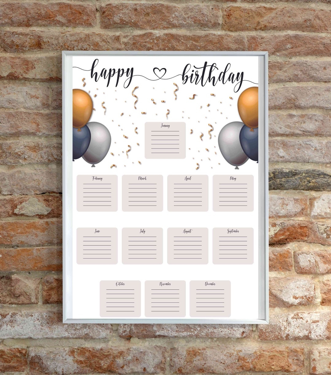 Printable Office Birthday Calendar