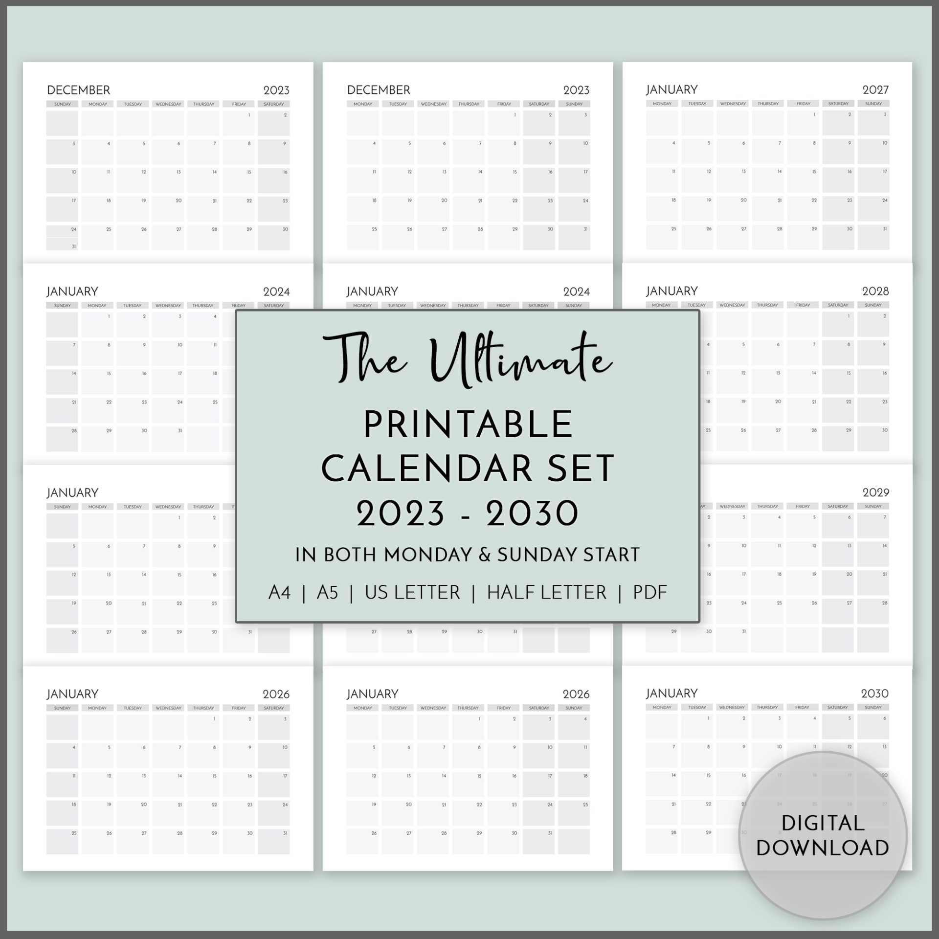 2030 Calendar Printable