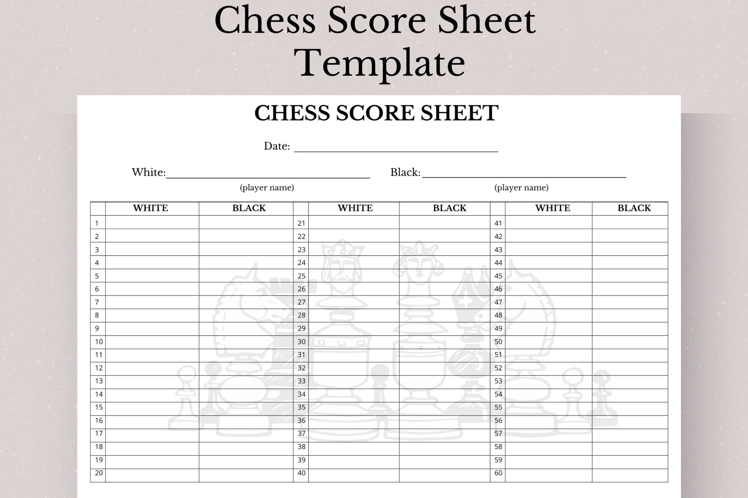 Printable Chess Score Sheet Template Printable Chess Score Card Chess Score Sheet Chess Scoring Guide Chess Board Game Chess Etsy Australia