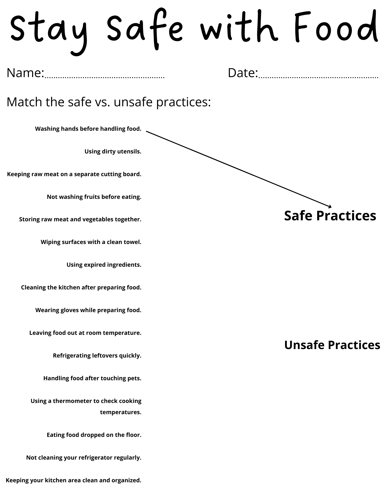 Printable Food Safety Worksheets For Elementary Teaching Resources