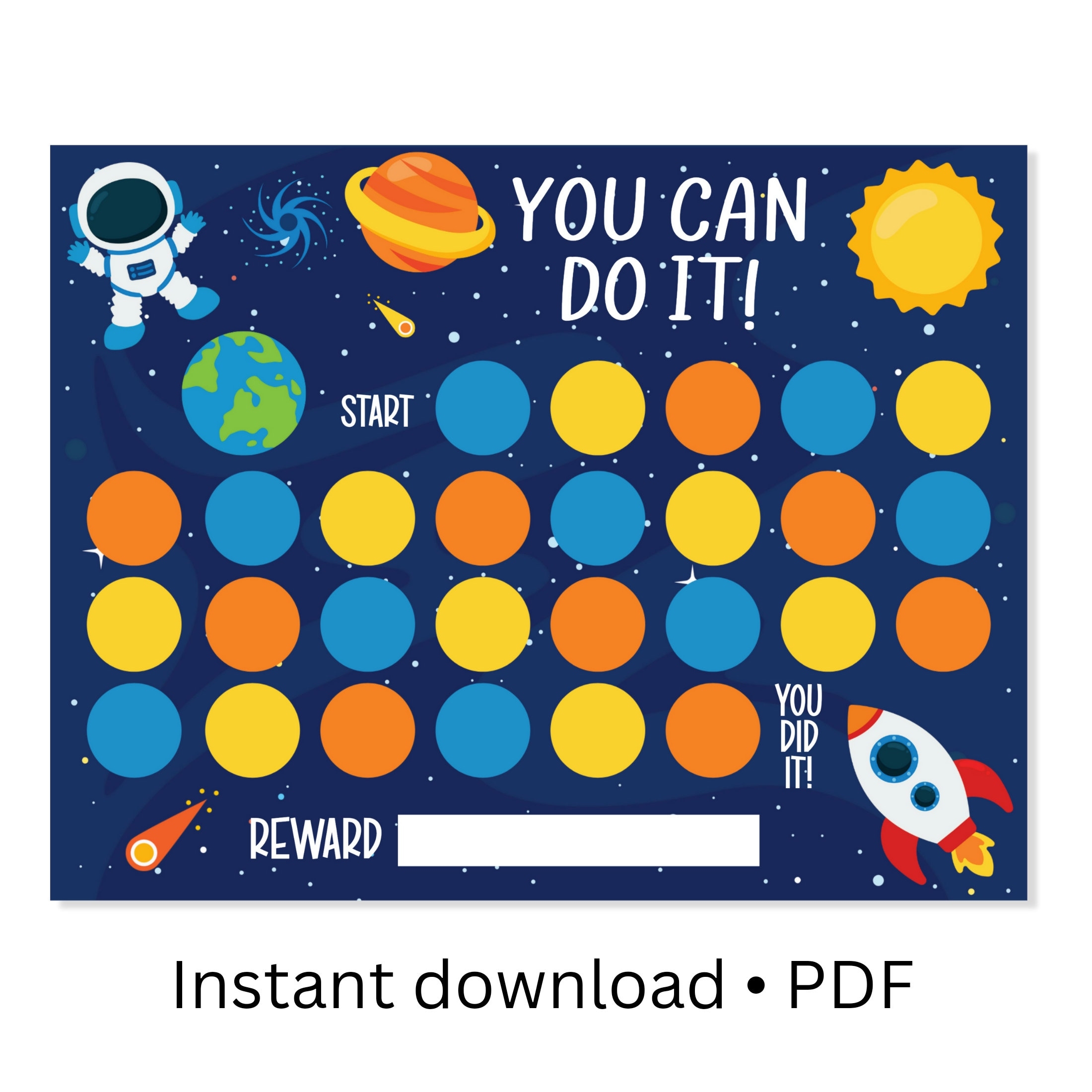 Printable Reward Chart Instant Download Outer Space Reward Chart PDF