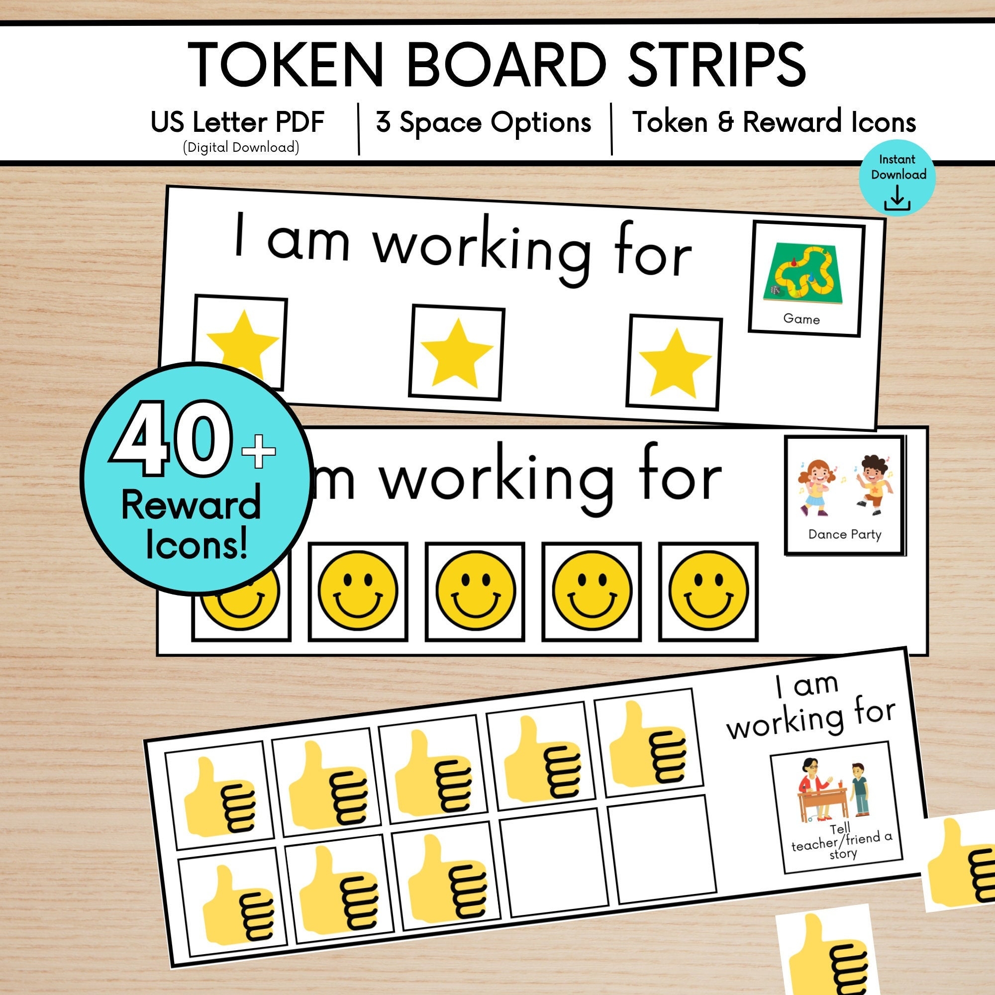 Printable Token Board Kids Reward Chart ABA Therapy digital Download Etsy