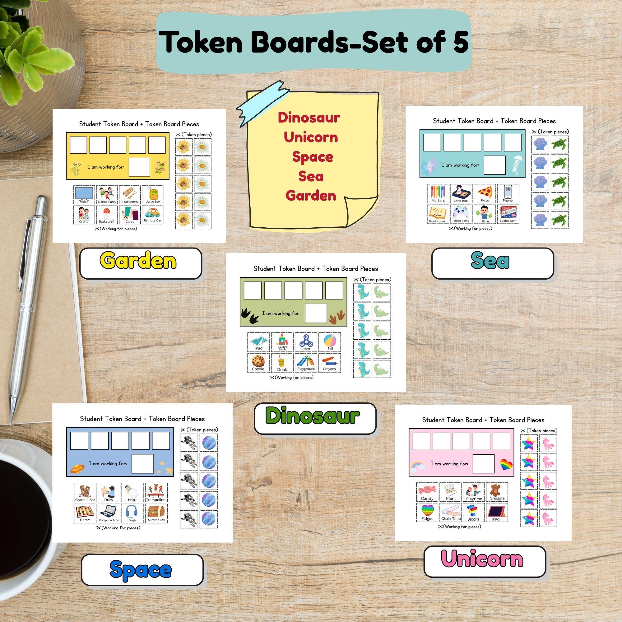 Printable Token Board Set Of 5 Printable Reward Chart Behavior Management Tool Token Economy Strategy Behavior Reward Chart ABA Token Etsy