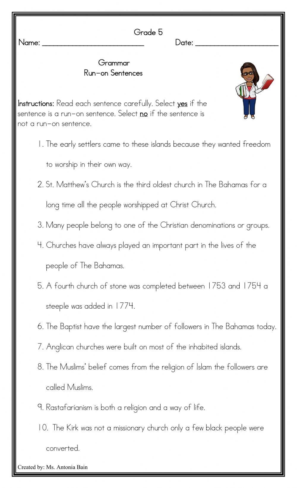 Run On Sentences Activity Live Worksheets Worksheets Library