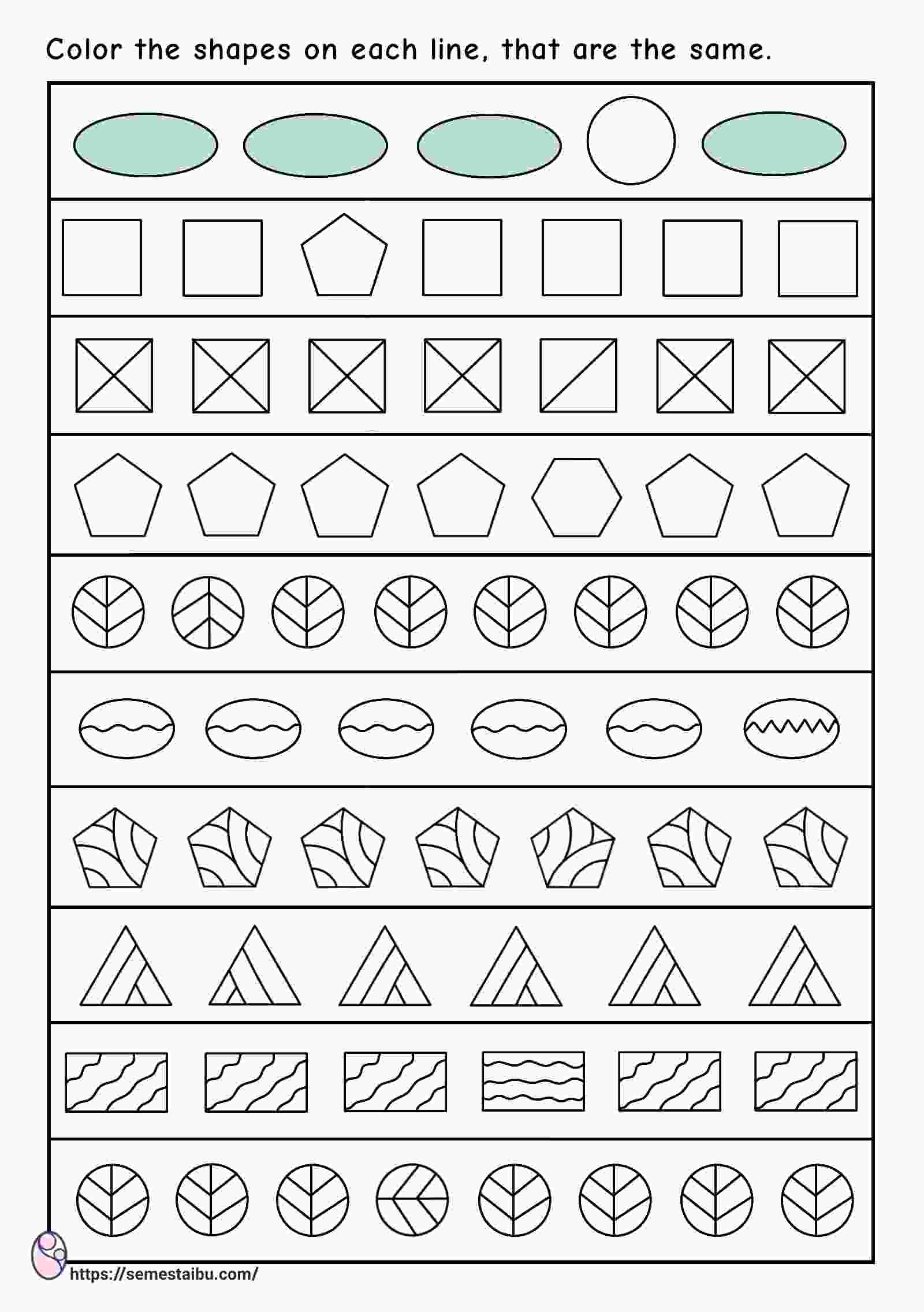 Free Visual Discrimination Worksheets Printables