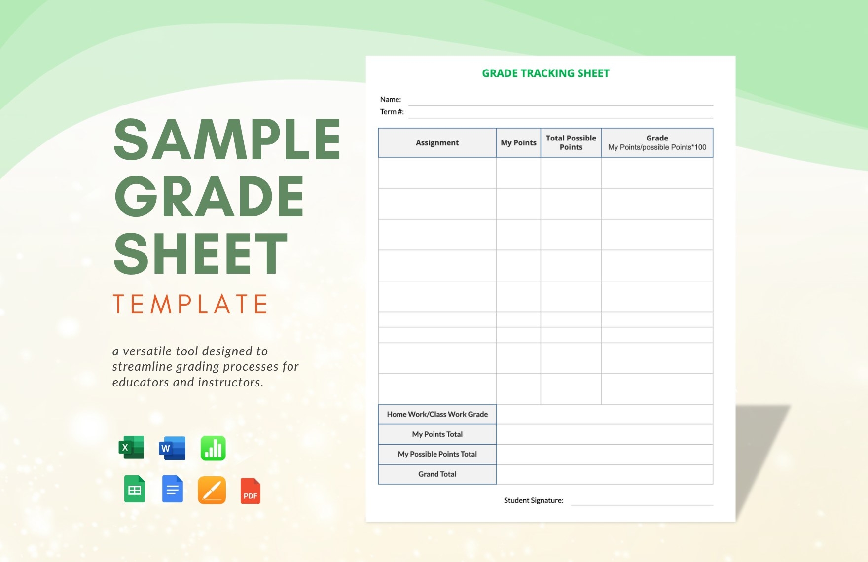 Sample Grade Sheet Template In Apple Numbers Word PDF Apple Pages Excel Google Docs Google Sheets Download Template