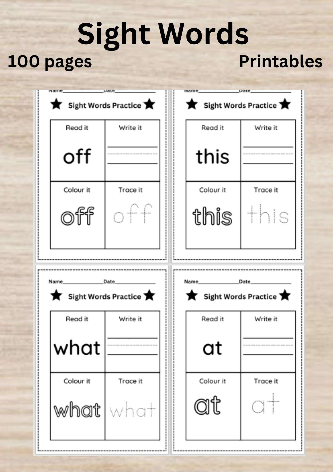 Kindergarten Sight Words Worksheets Free Printables
