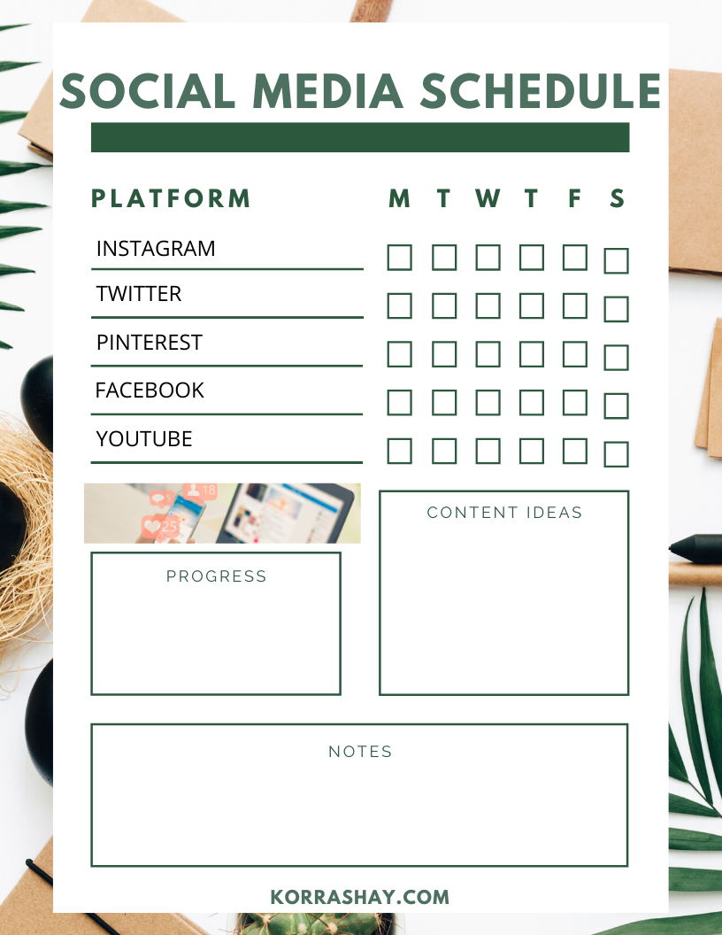 Social Media Printable Calendar For Bloggers KorraShay