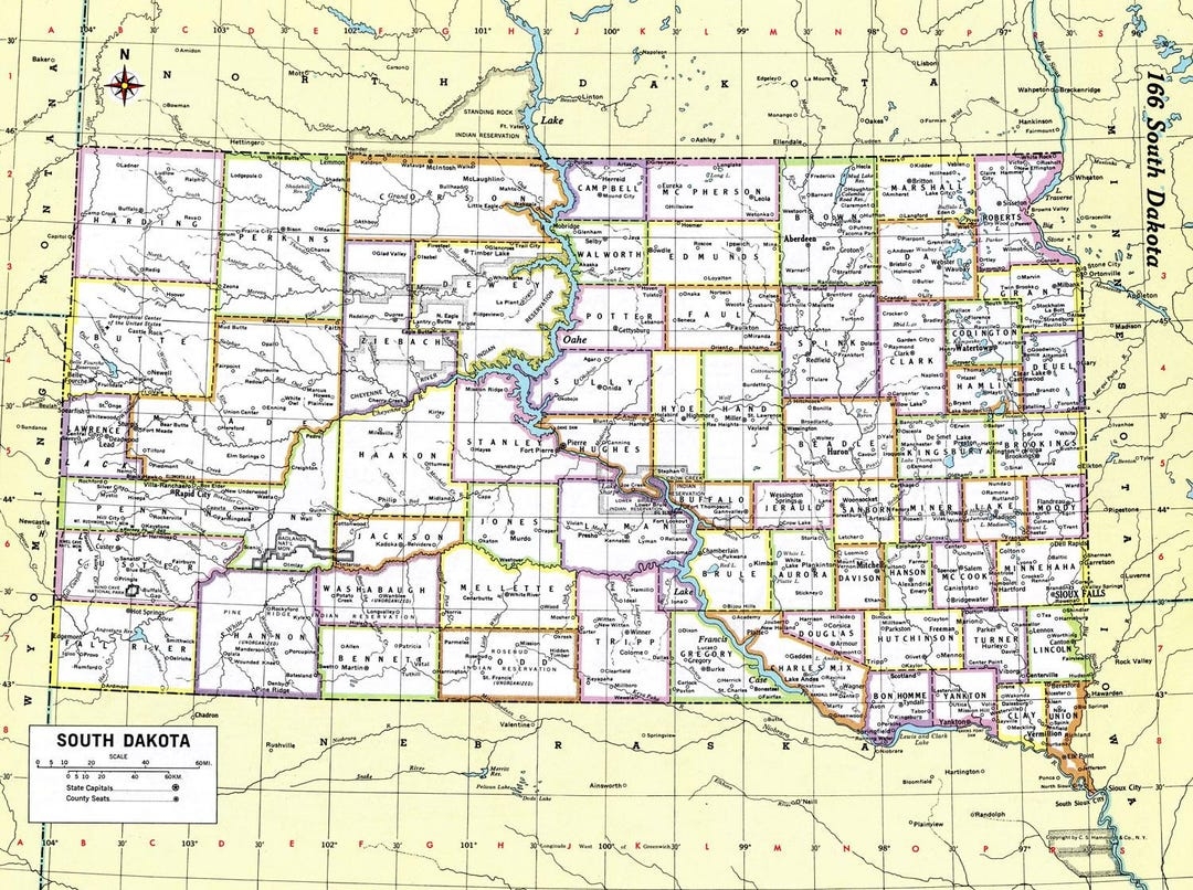 Printable South Dakota County Map