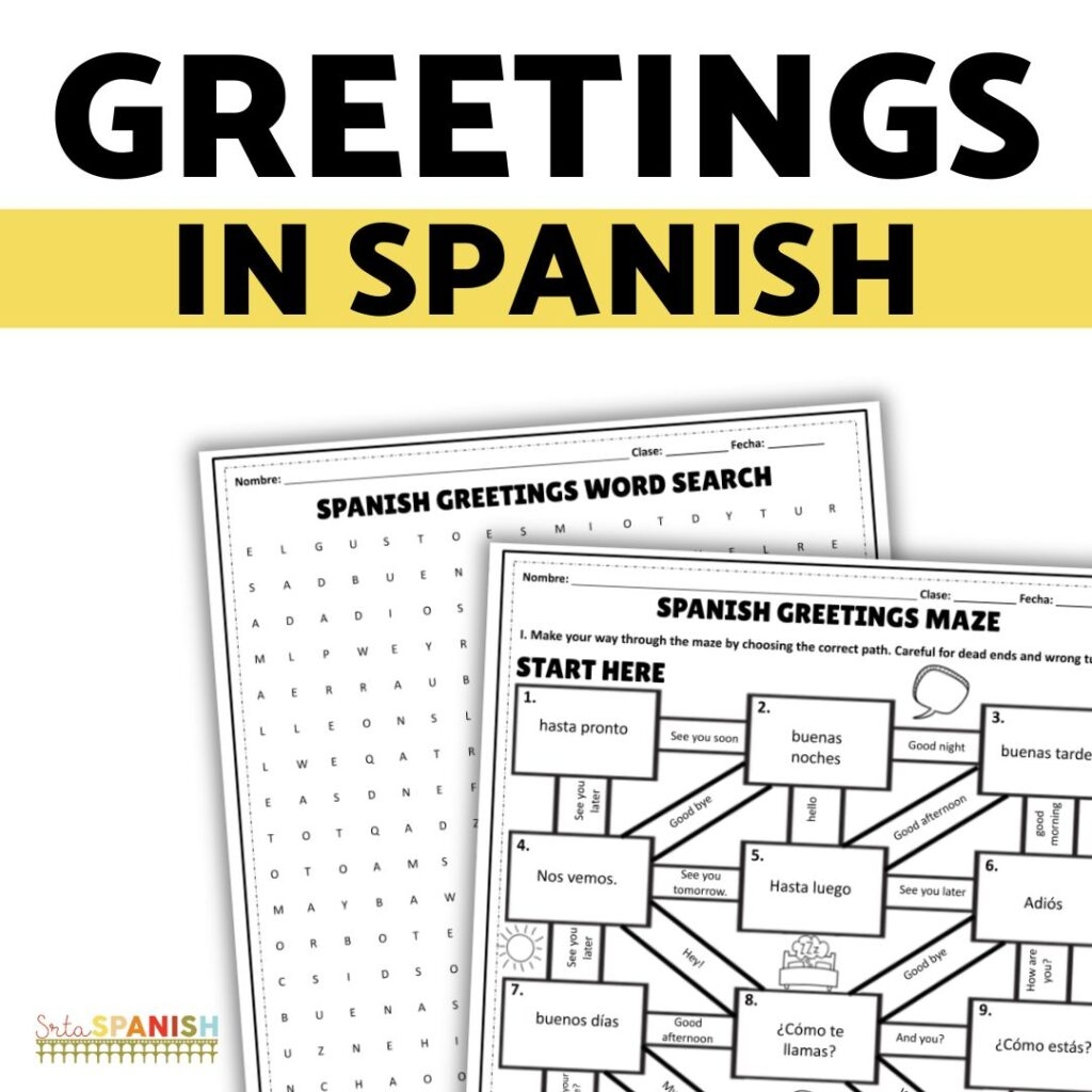 Spanish Introductions Greetings Farewells Worksheets Srta Spanish