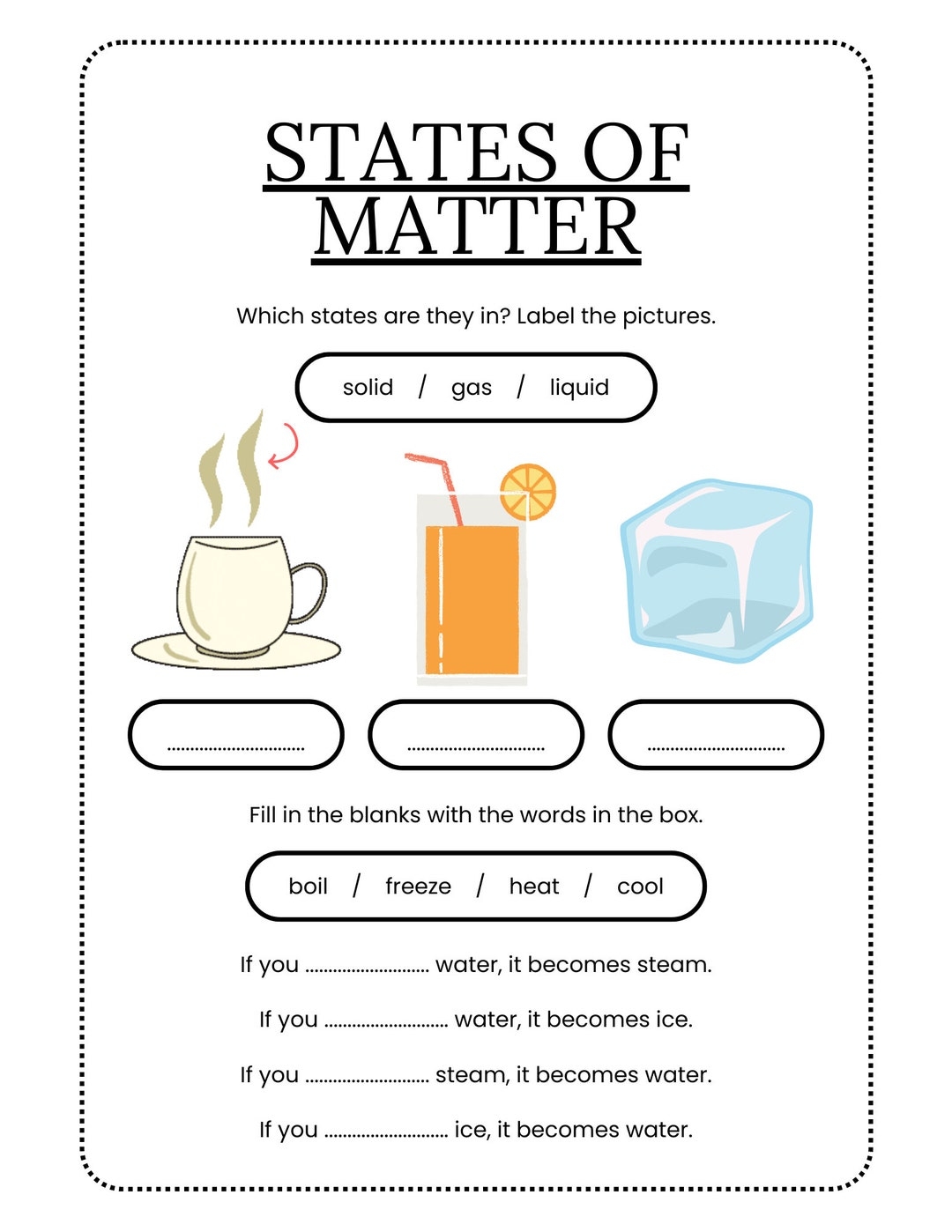 Free Printable States Of Matter Worksheets Free Printable States Of Matter Worksheets