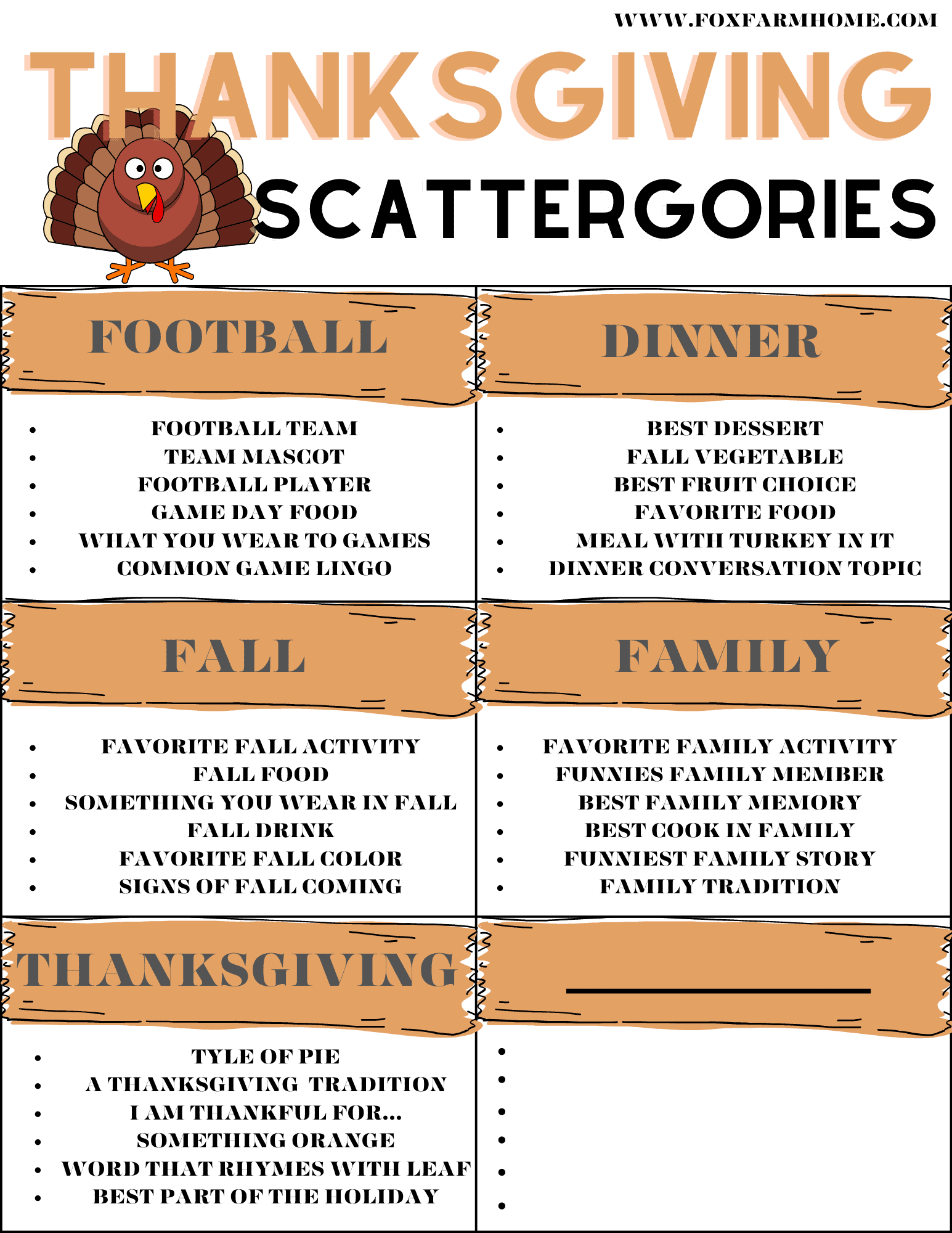 Thanksgiving Scattergories Game With Free Printables Fox Farm Home Thanksgiving Scattergories Game With Free Printables Fox Farm Home