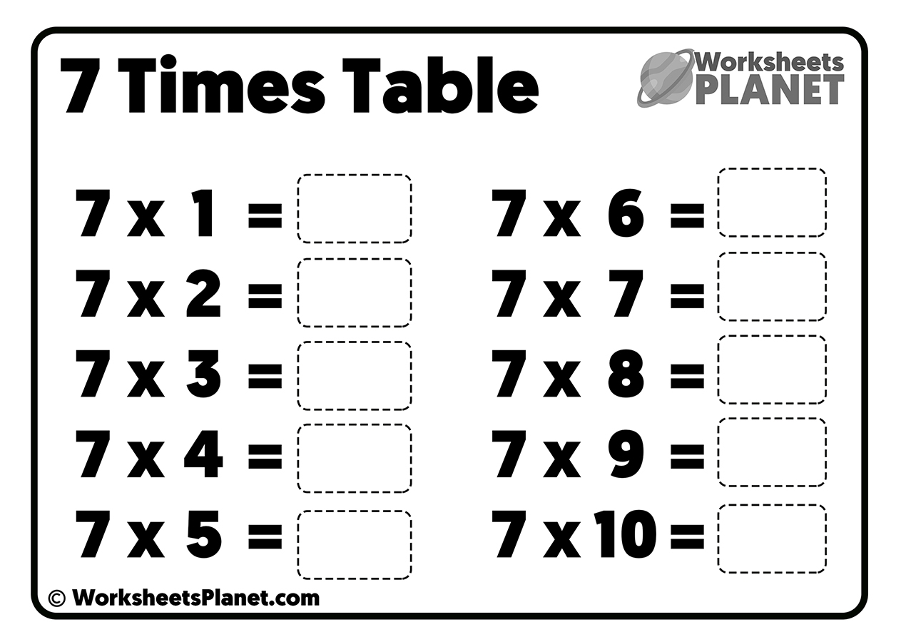 7 Times Table Worksheet Free Printable 7 Times Table Worksheet Free Printable