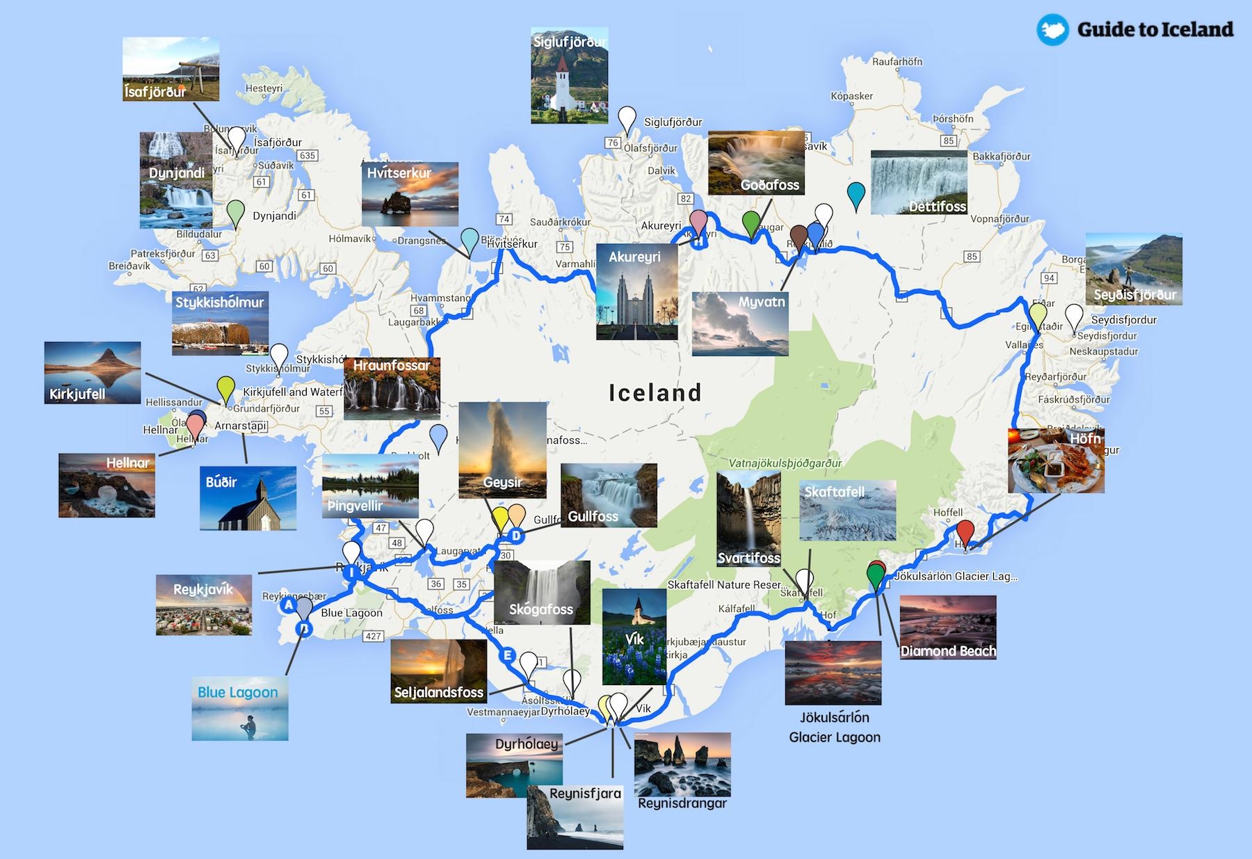 Tourist Map Of Iceland Tourist Attractions And Monuments Of Iceland