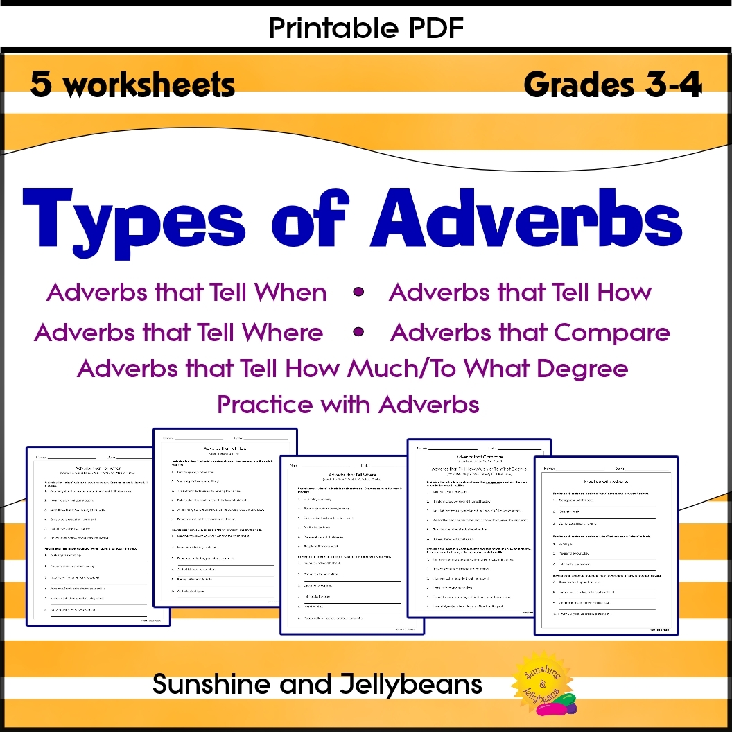 Types Of Adverbs Where When How 5 Practice Worksheets Grades 3 4 Made By Teachers