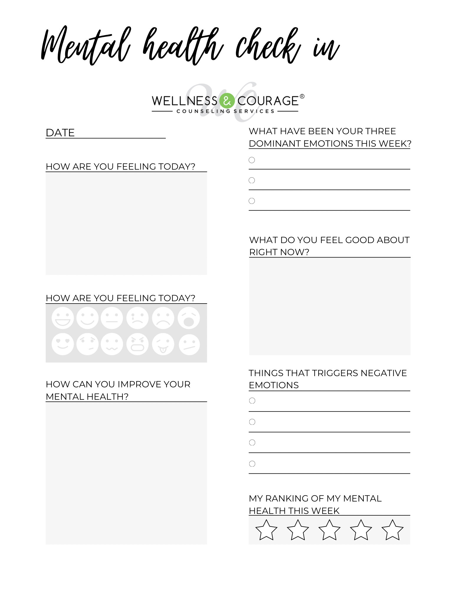 Wellness Courage Self Guided Worksheets Wellness Courage Wellness Courage Self Guided Worksheets Wellness Courage