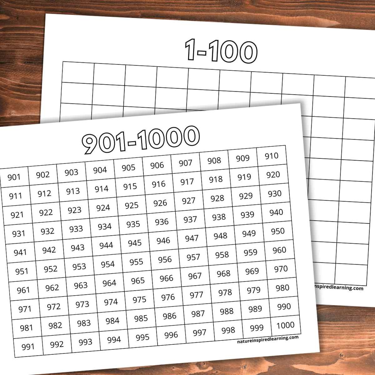 1000 Chart Printable Free