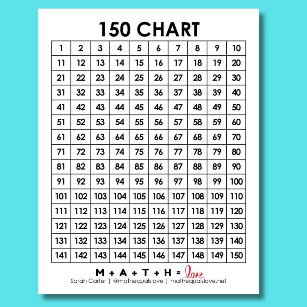 150 Chart Printable Free
