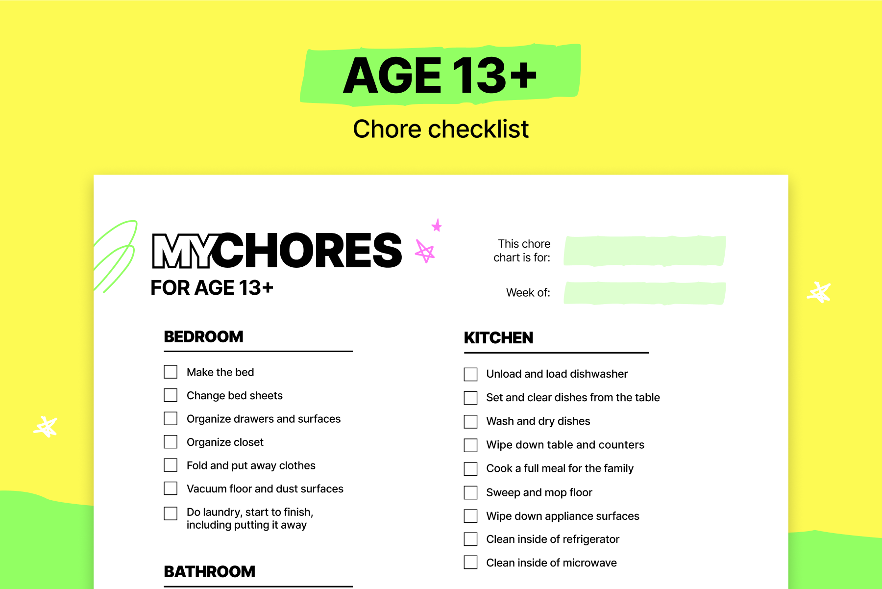 10 Free Printable Chore Charts For Kids 2025 Mydoh