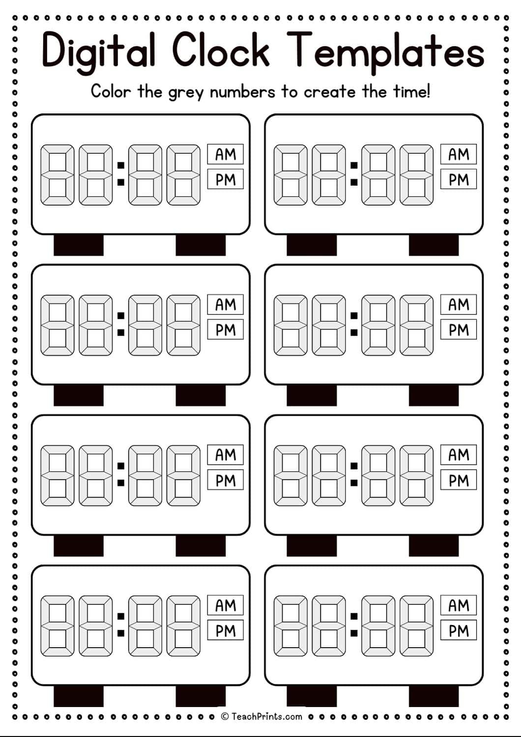 10 Free Printable Clock Face Worksheets Teach Prints