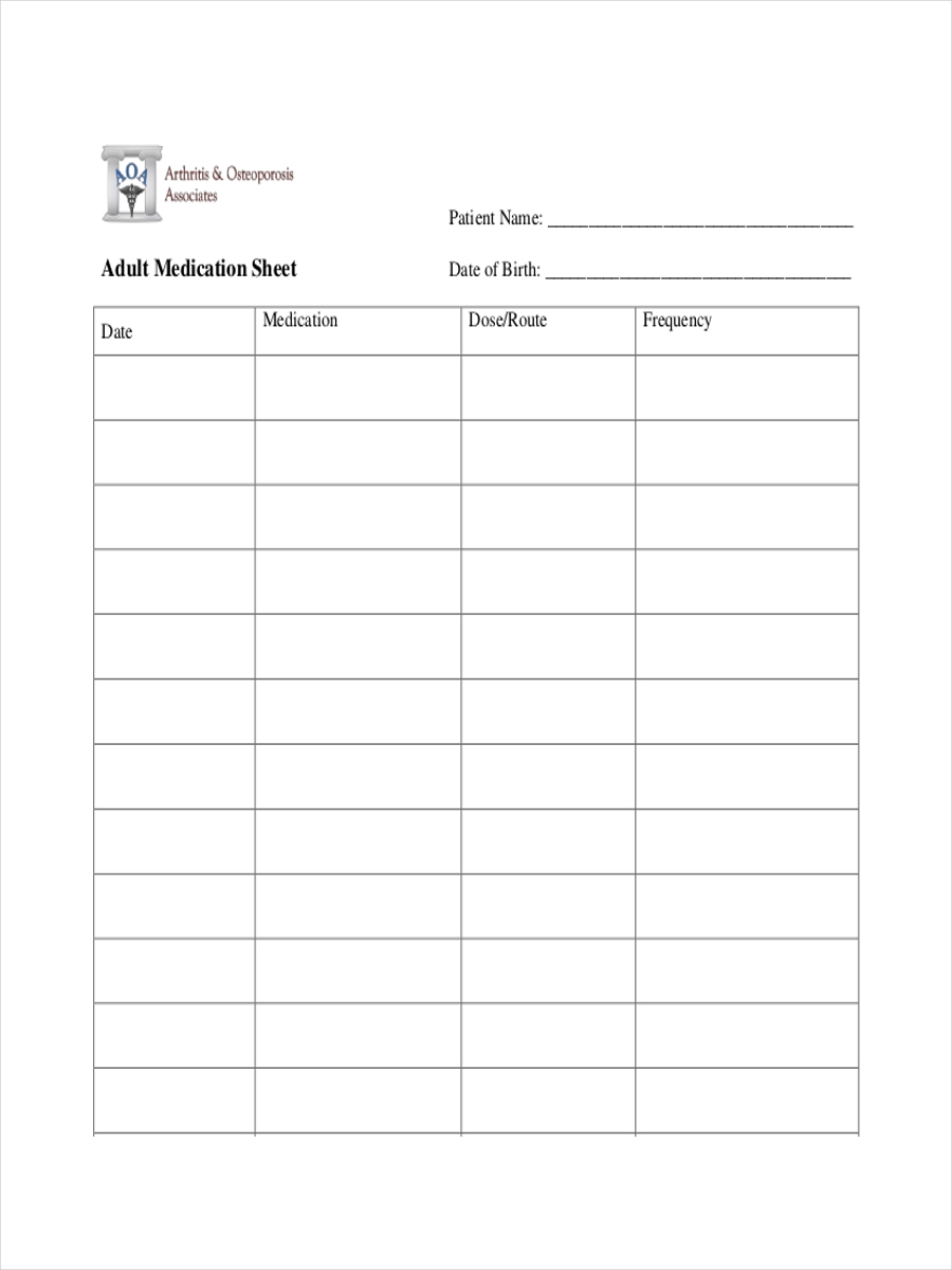 Med Sheets Printables