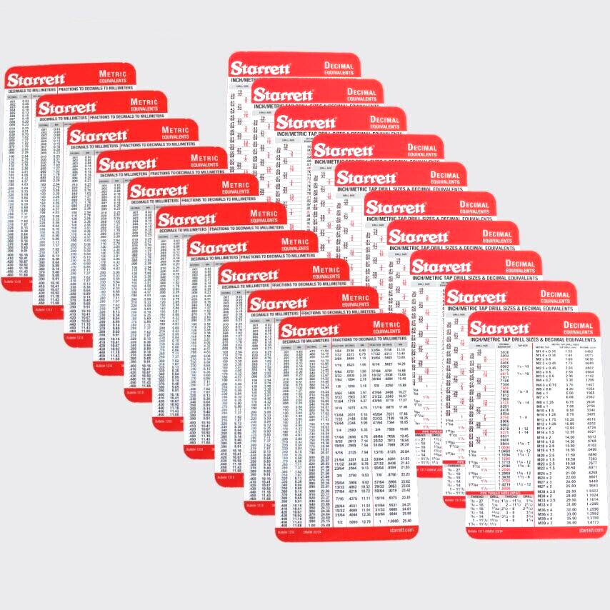 10 Sets Pocket Starrett Metric Decimal Equivalents Chart Machinist Pocket Cards EBay
