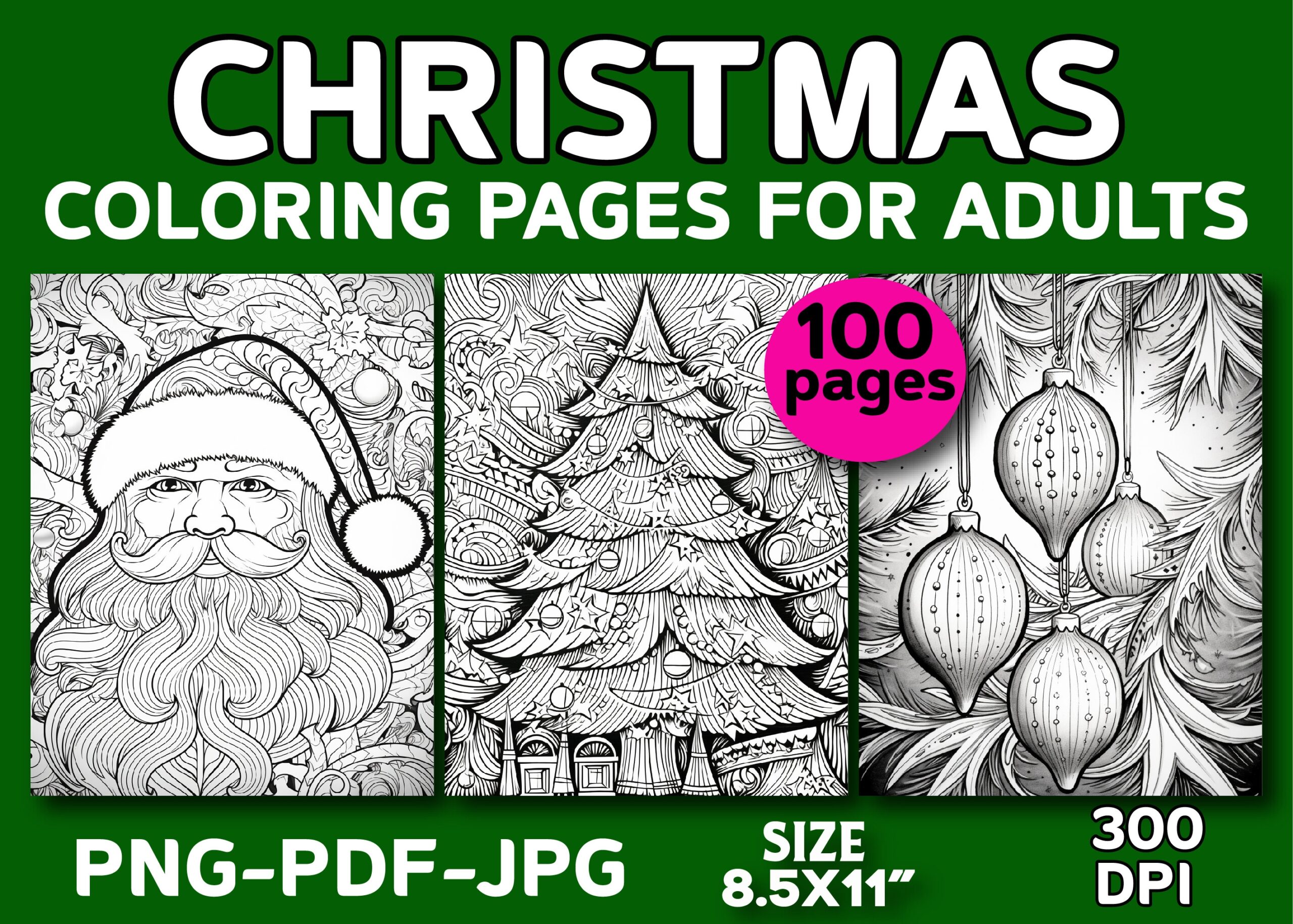 100 Christmas Coloring Pages For Adults Graphic By ArT Zone Creative Fabrica