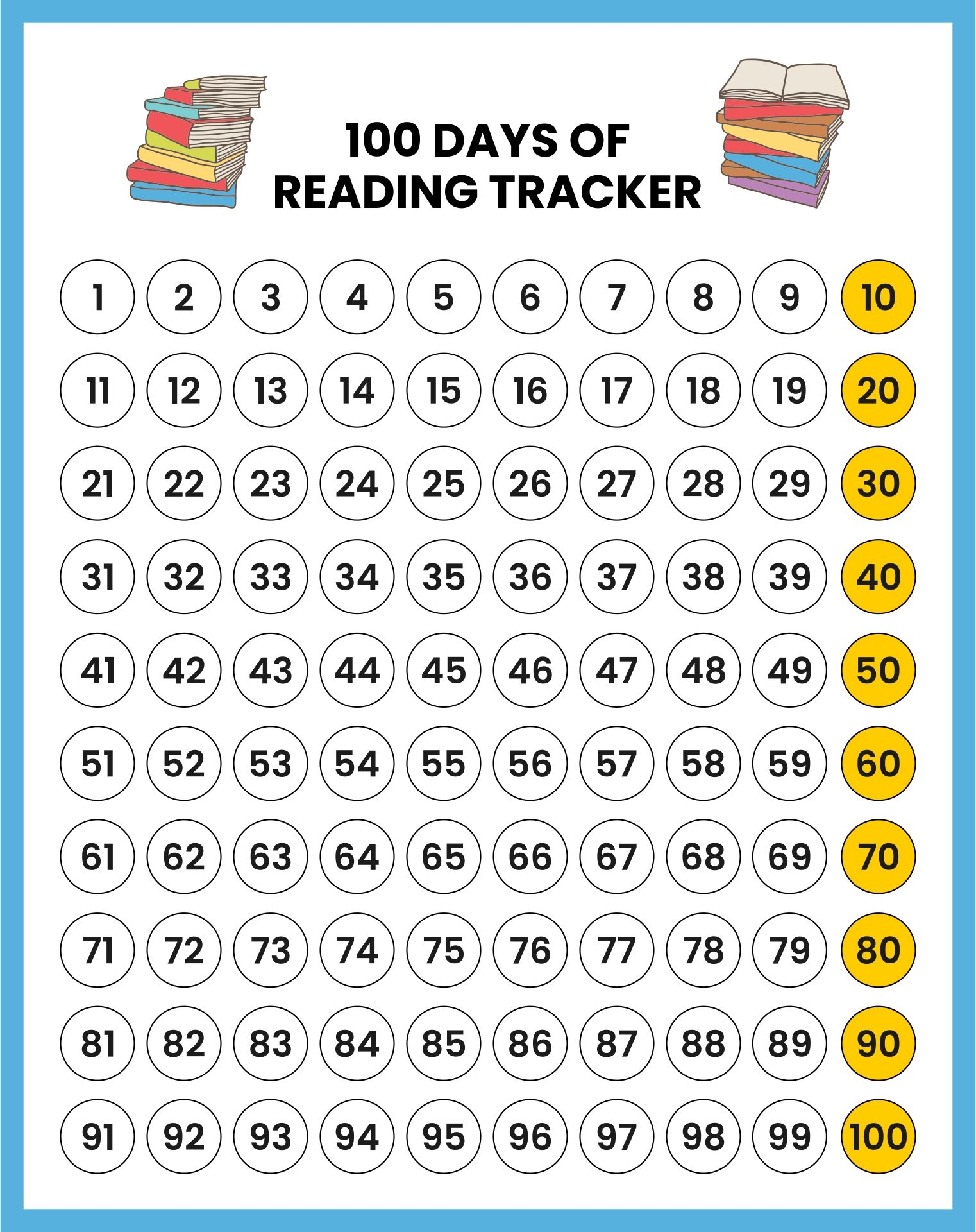 100 Day Chart Printable