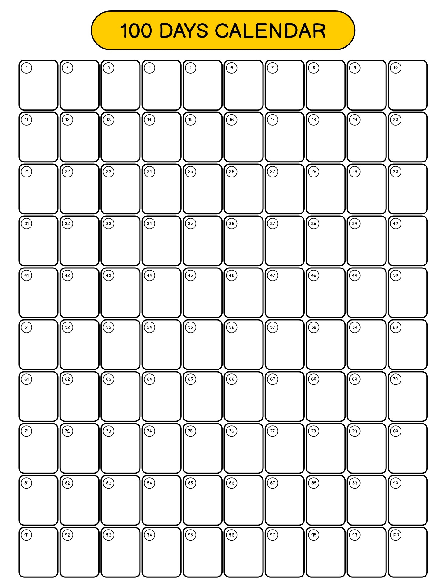 100 Day Chart 10 Free PDF Printables Printablee