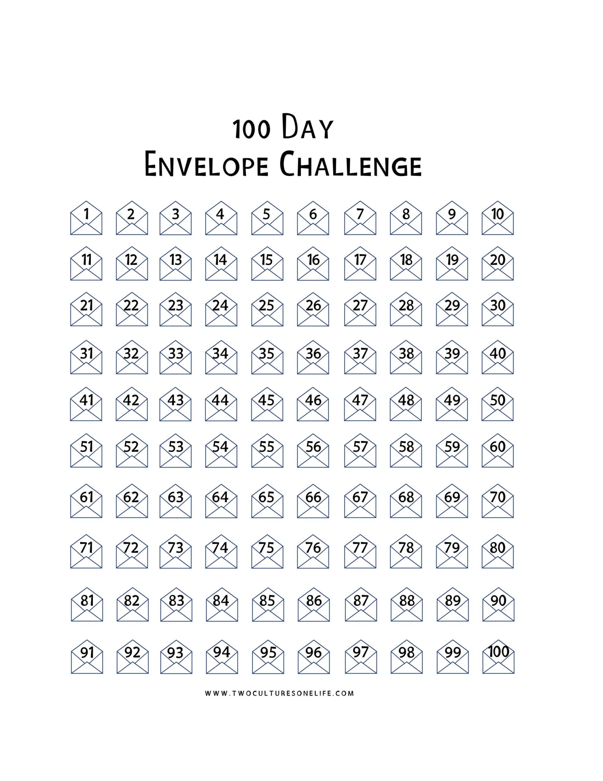 100 Day Envelope Challenge Printable Two Cultures One Life Shop 100 Day Envelope Challenge Printable Two Cultures One Life Shop