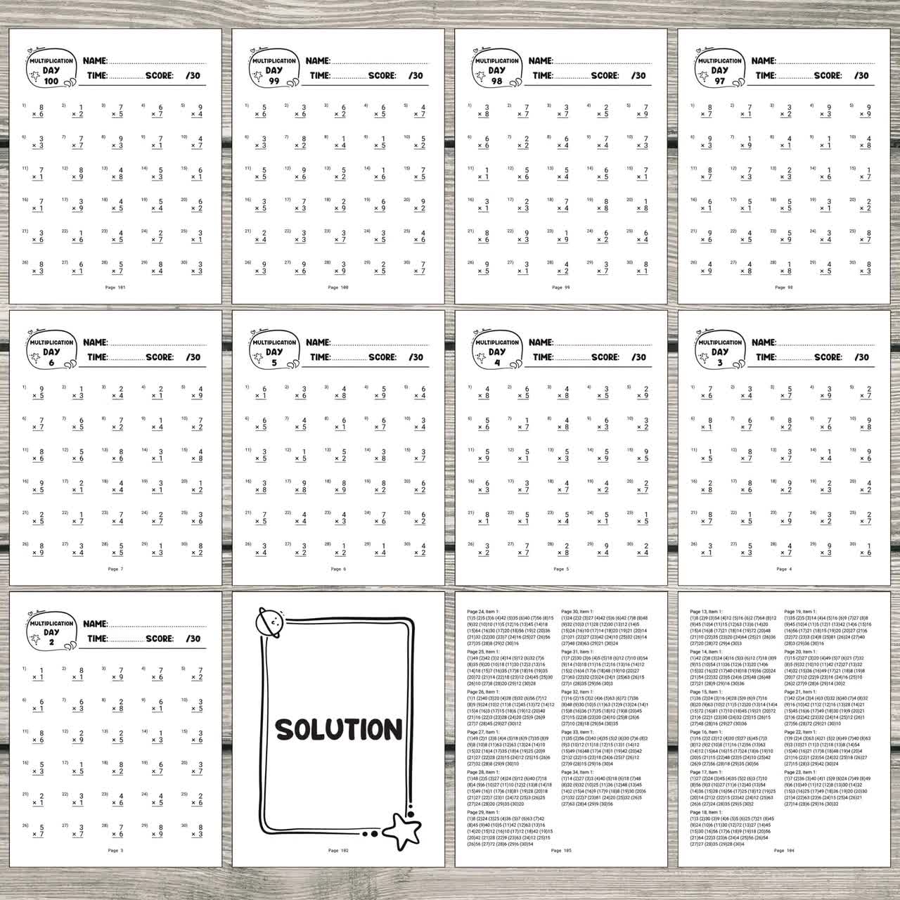 Multiplication Worksheets 100 Problems Printable