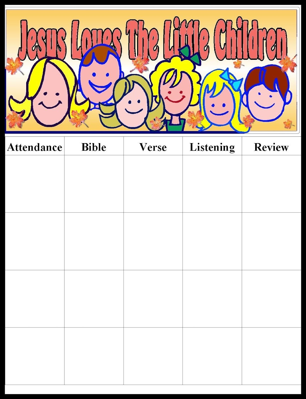 11 Attendance Charts For Sunday School Ideas Attendance Chart