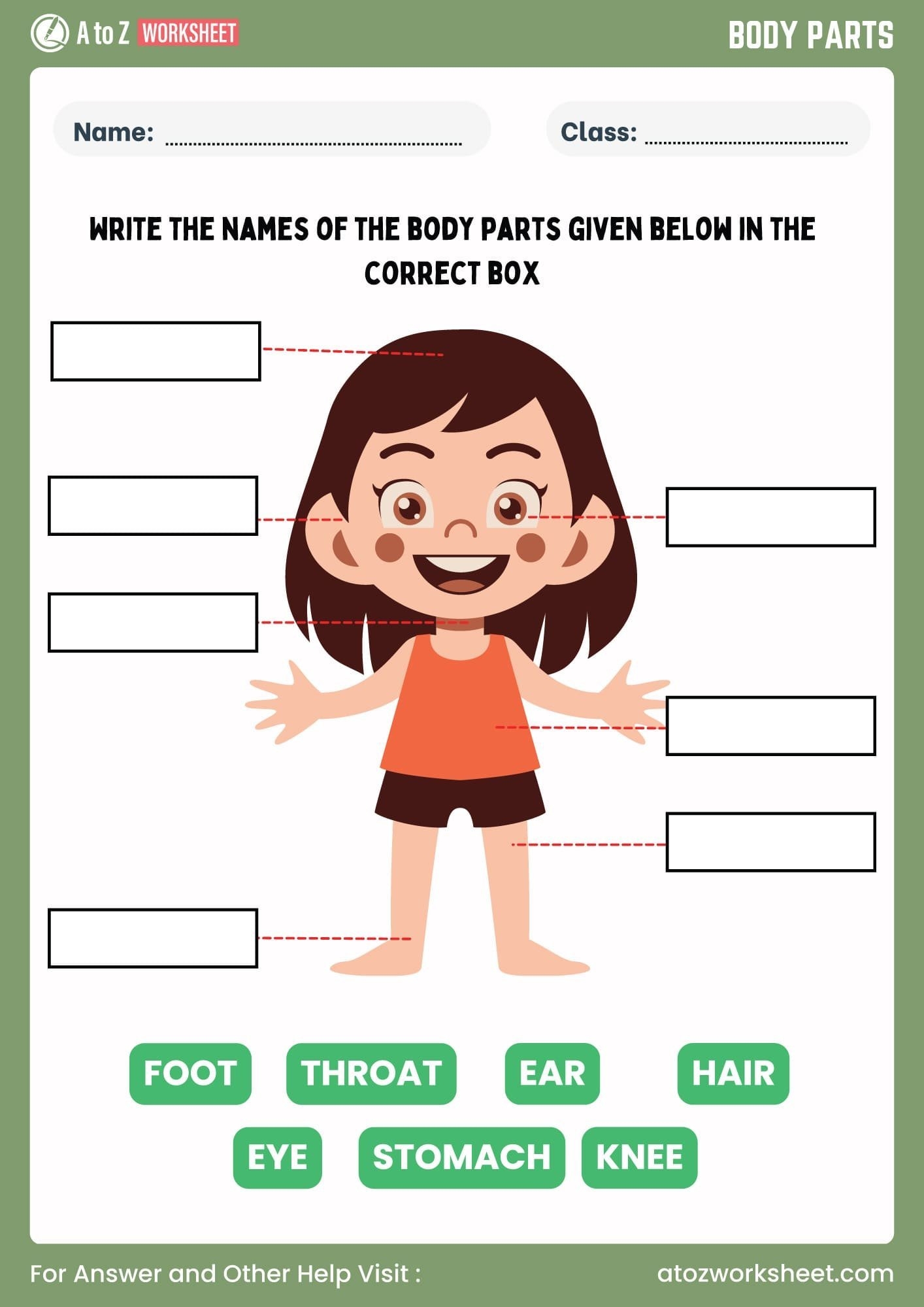 11 Free Printable Body Parts Worksheet For Kindergarten And Class 1 Kids A To Z Worksheet 11 Free Printable Body Parts Worksheet For Kindergarten And Class 1 Kids A To Z Worksheet