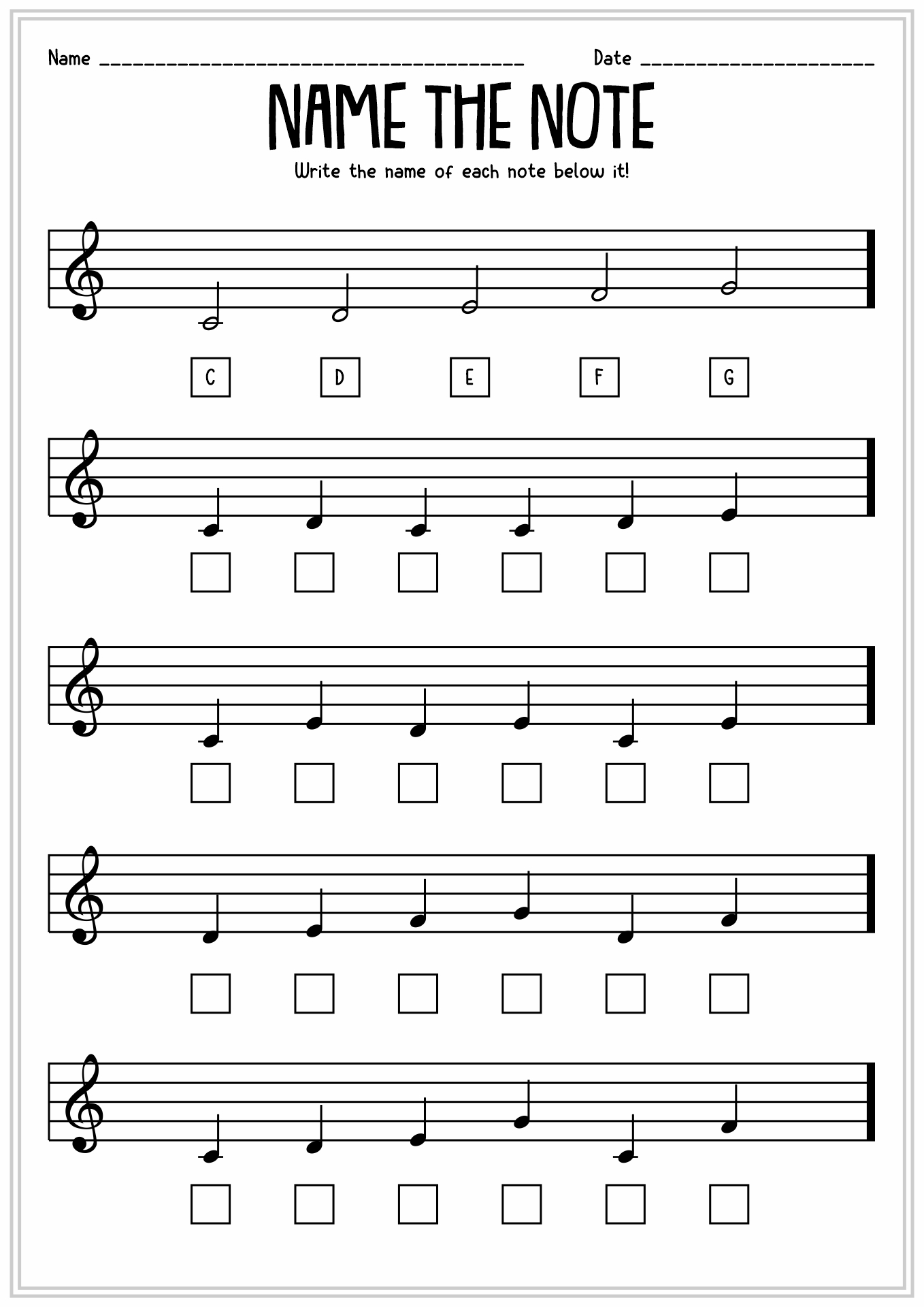 Free Printable Music Theory Worksheets
