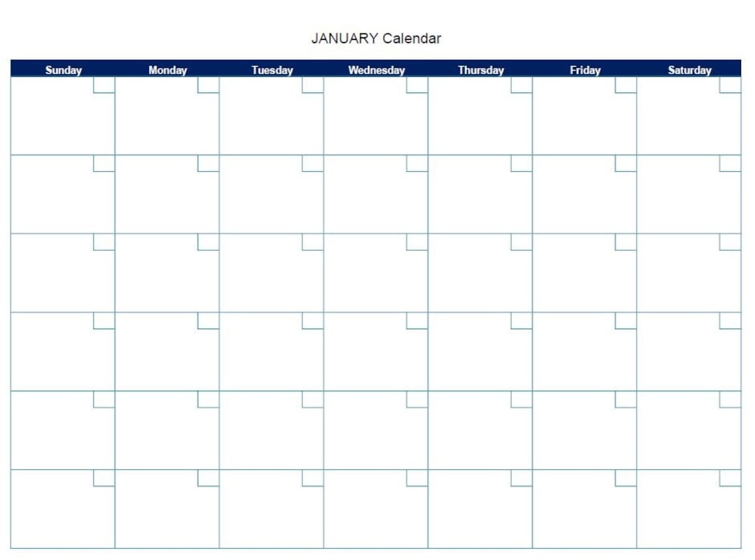 12 Month Blank Digital Printable Calendar PDF Etsy