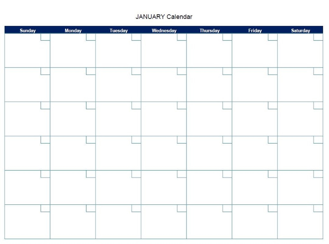 12 Month Blank Digital Printable Calendar PDF Etsy