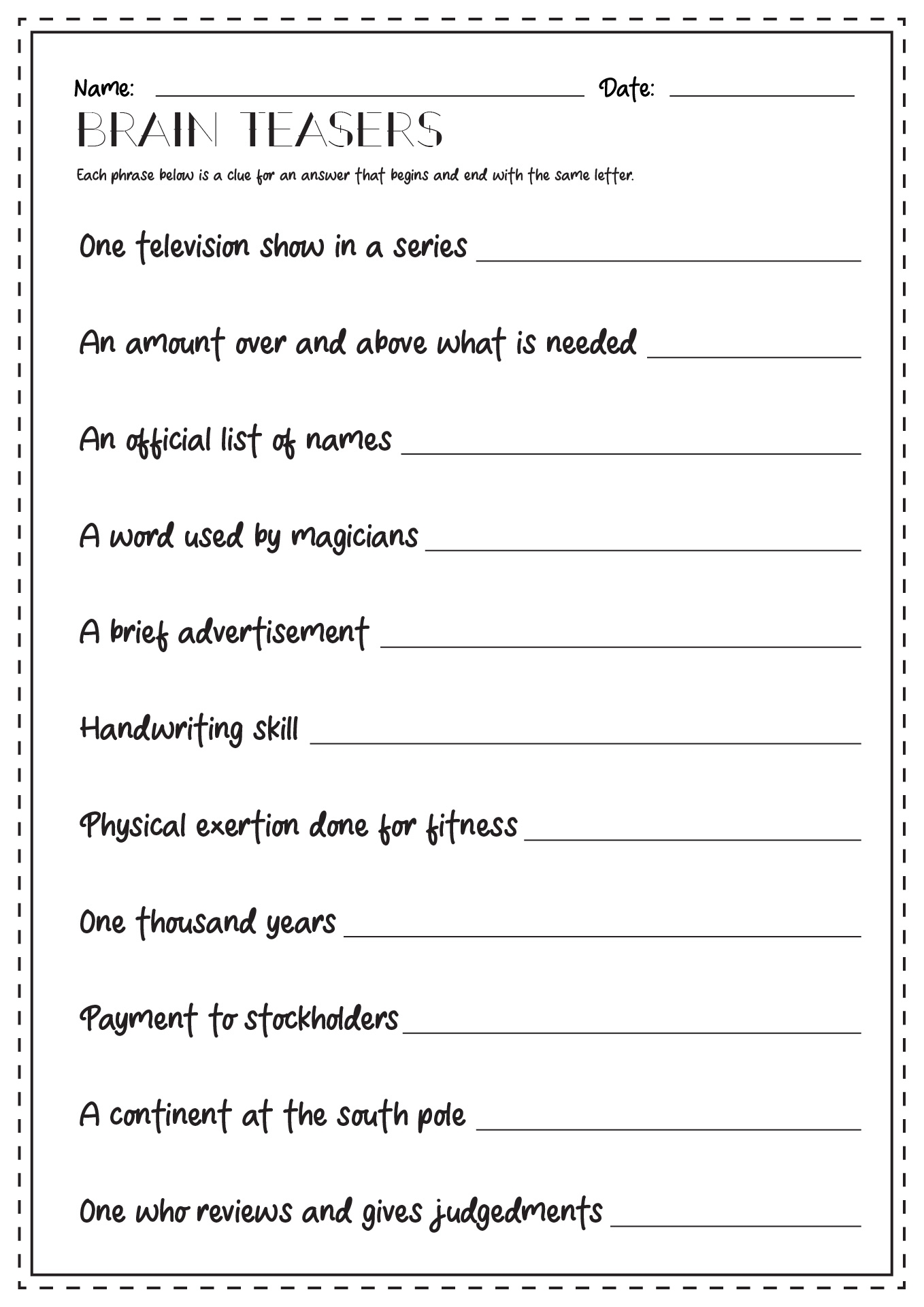 12 Printable Brain Teaser Worksheets Free PDF At Worksheeto
